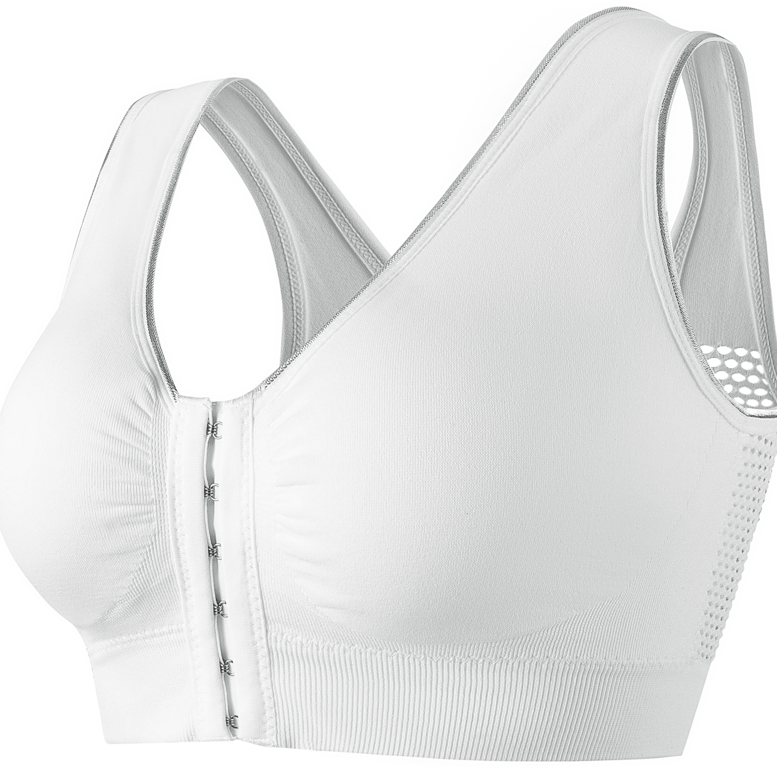 

Women's Sports Bra, Plus Size Buckle Open Front Solid Breathable Mesh Wireless Thin Fitness Yoga Running Bra