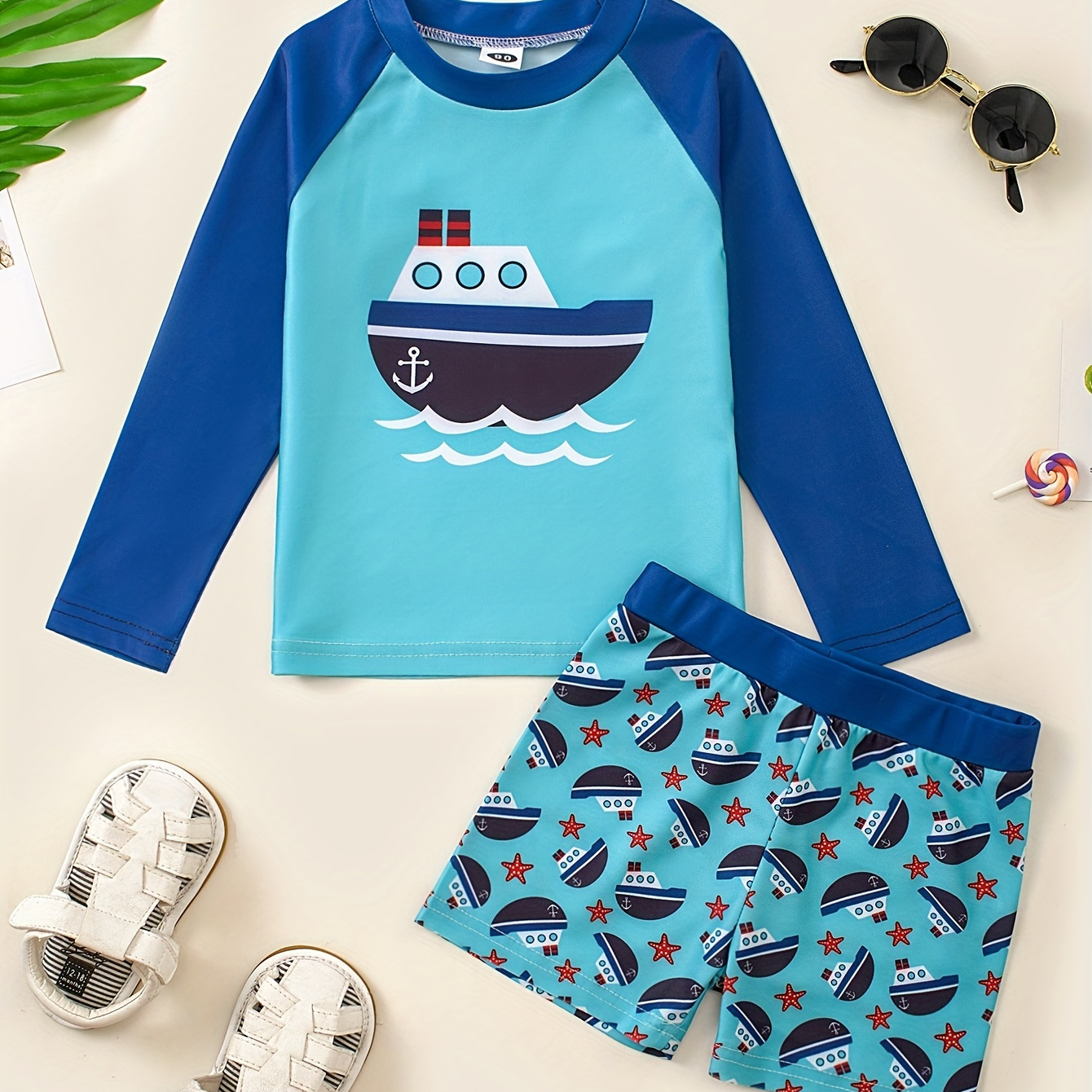 Toddler Girls Bikini Tankini Swimsuit Fish Scale Graphic Ruffle Trim