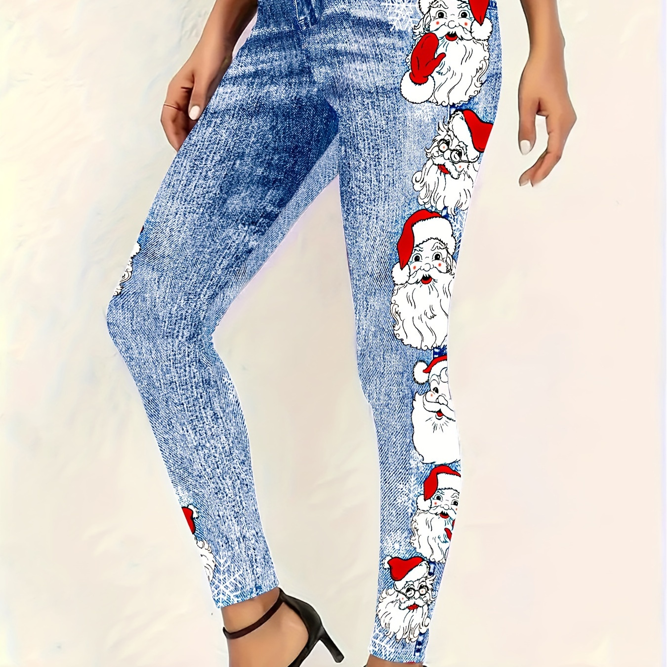 

[customer ] Women's Christmas Leggings - Santa & Print, Stretchy Polyester , Machine Washable - Casual Fashion