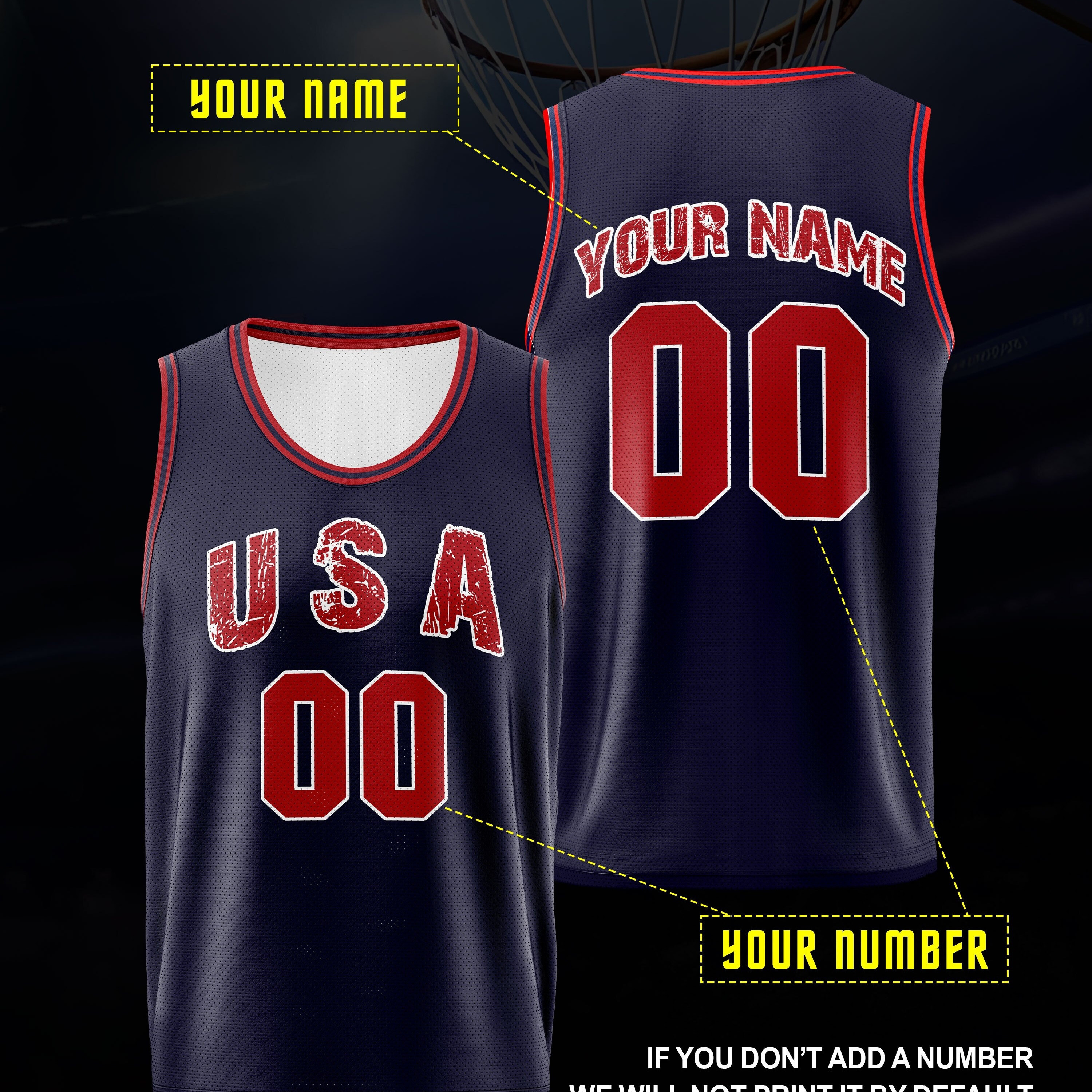 

Men's Personalized Custom Name And Number Basketball Jersey Tank Top, Usa Comfortable Fit Breathable Sportswear, Party Training Match Clothing