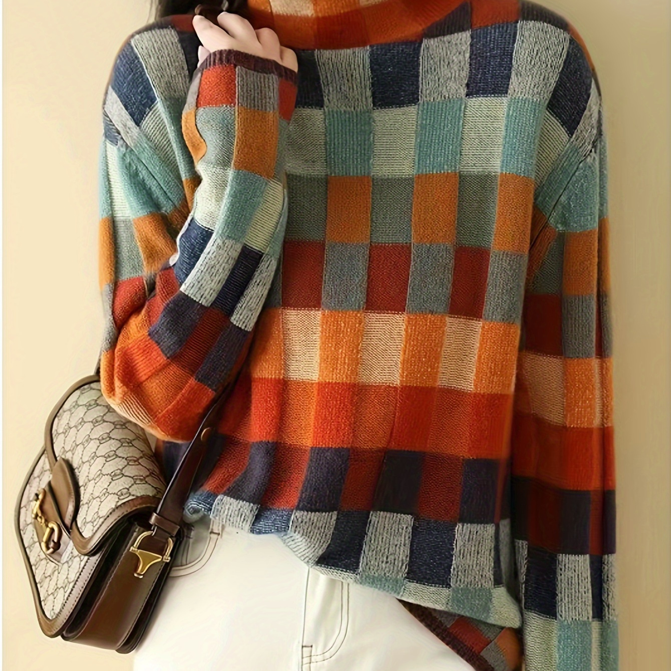 

Checkerboard Sweater For - Fit, , For Fall/