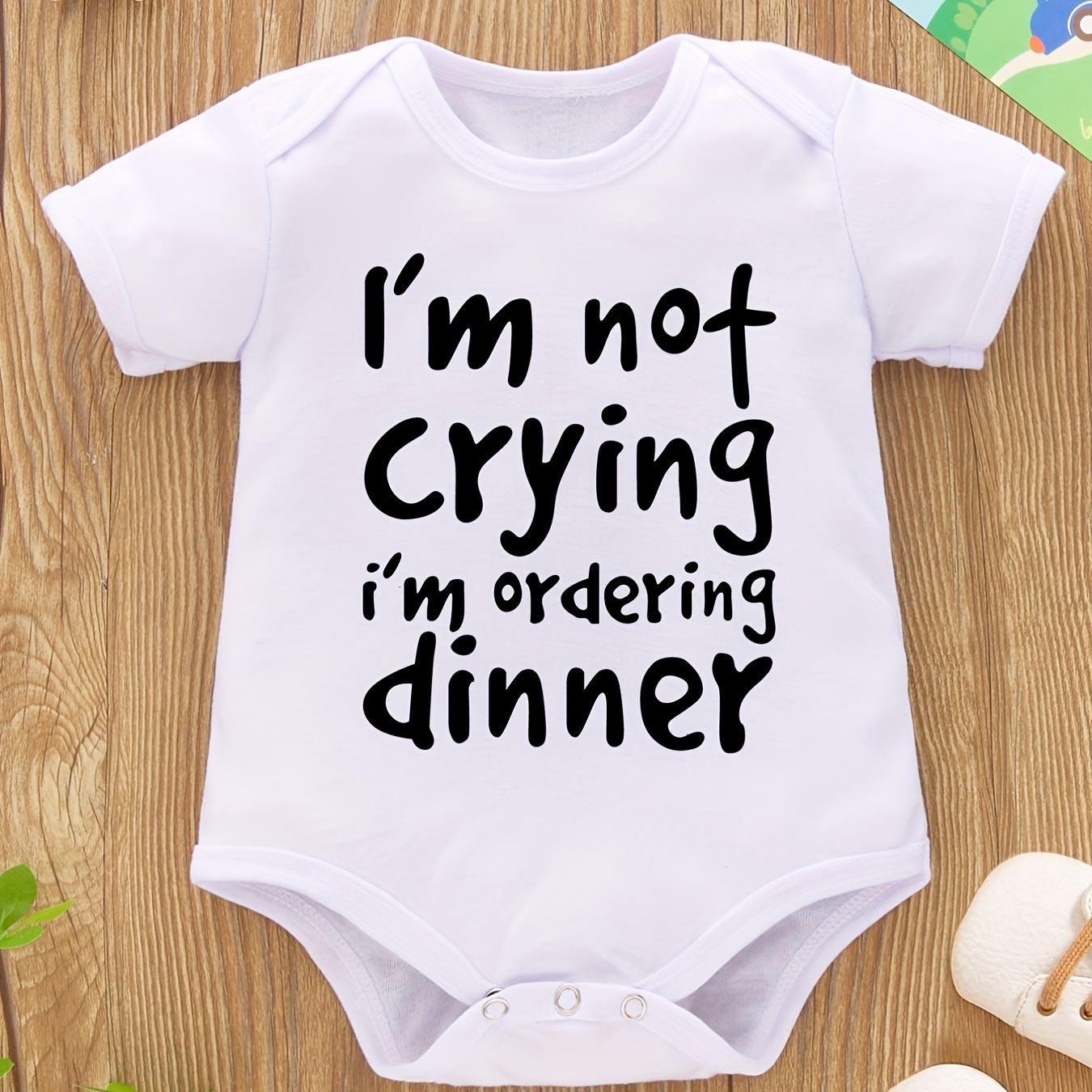 

Baby Girls Casual "i'm Not Crying I'm Ordering Dinner" Short Sleeve Round Neck Onesie Clothes