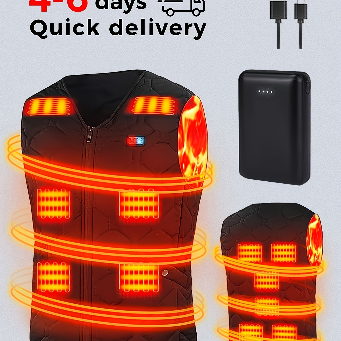 

Heating Vest, Heating Jacket With Battery Pack, Electric Heating Jacket, Suitable For Winter, Skiing And Outdoors, Valentine's Day Gifts