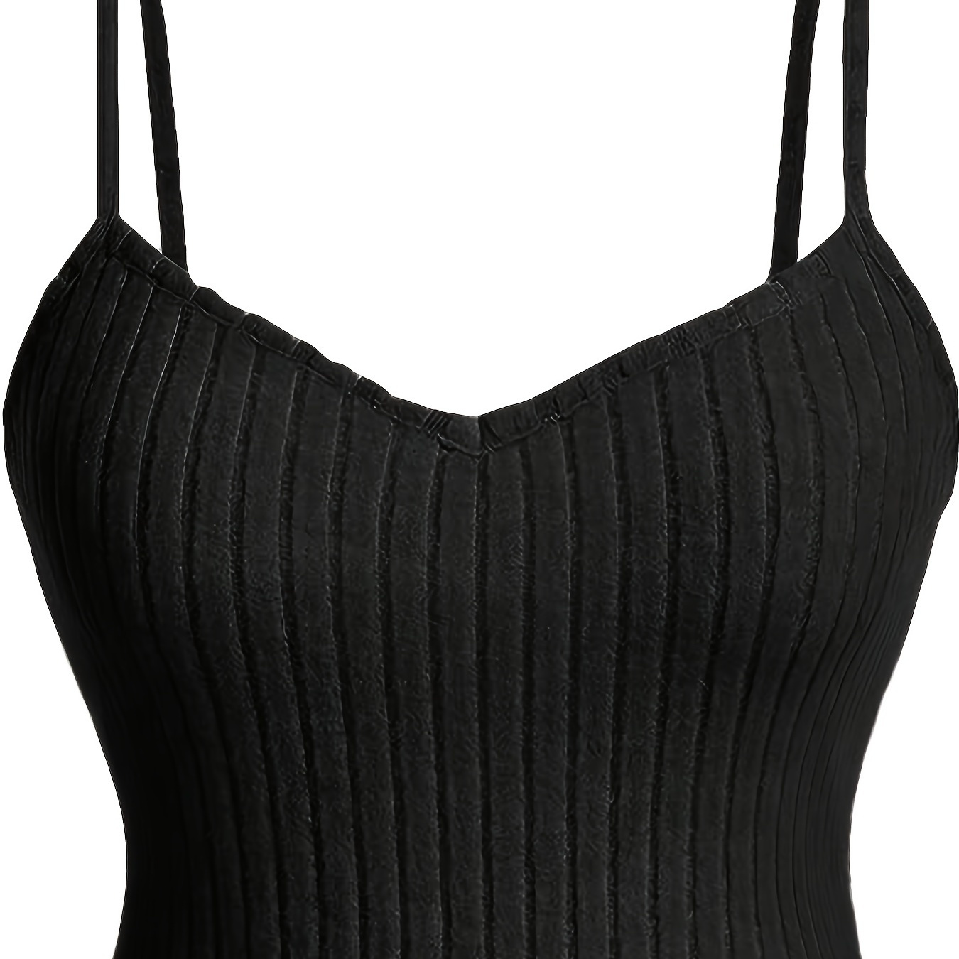

Women's Crop Top Spaghetti Strap Tank Top - Slim Fit Sports Camisole, Stretchy Ribbed Fabric, Solid Color