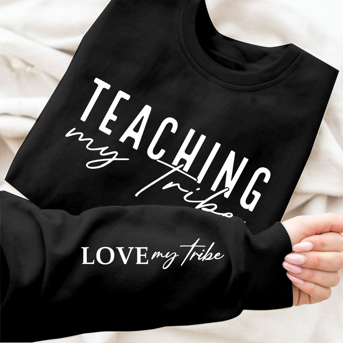 

Teaching Print Pullover Sweatshirt, Casual Long Sleeve Crew Neck Sweatshirt For Fall & Spring, Women's Clothing