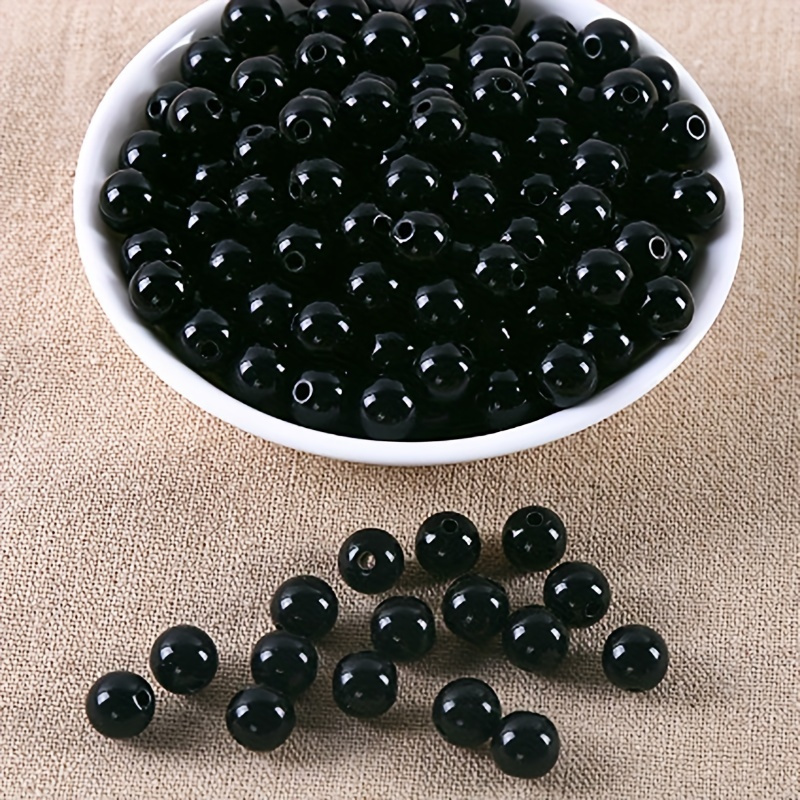 

About 500pcs/pack 4mm-20mm Black Round Loose Beads Solid Color Energy With Small Hole Beads For Bracelets Necklaces Jewelry Making