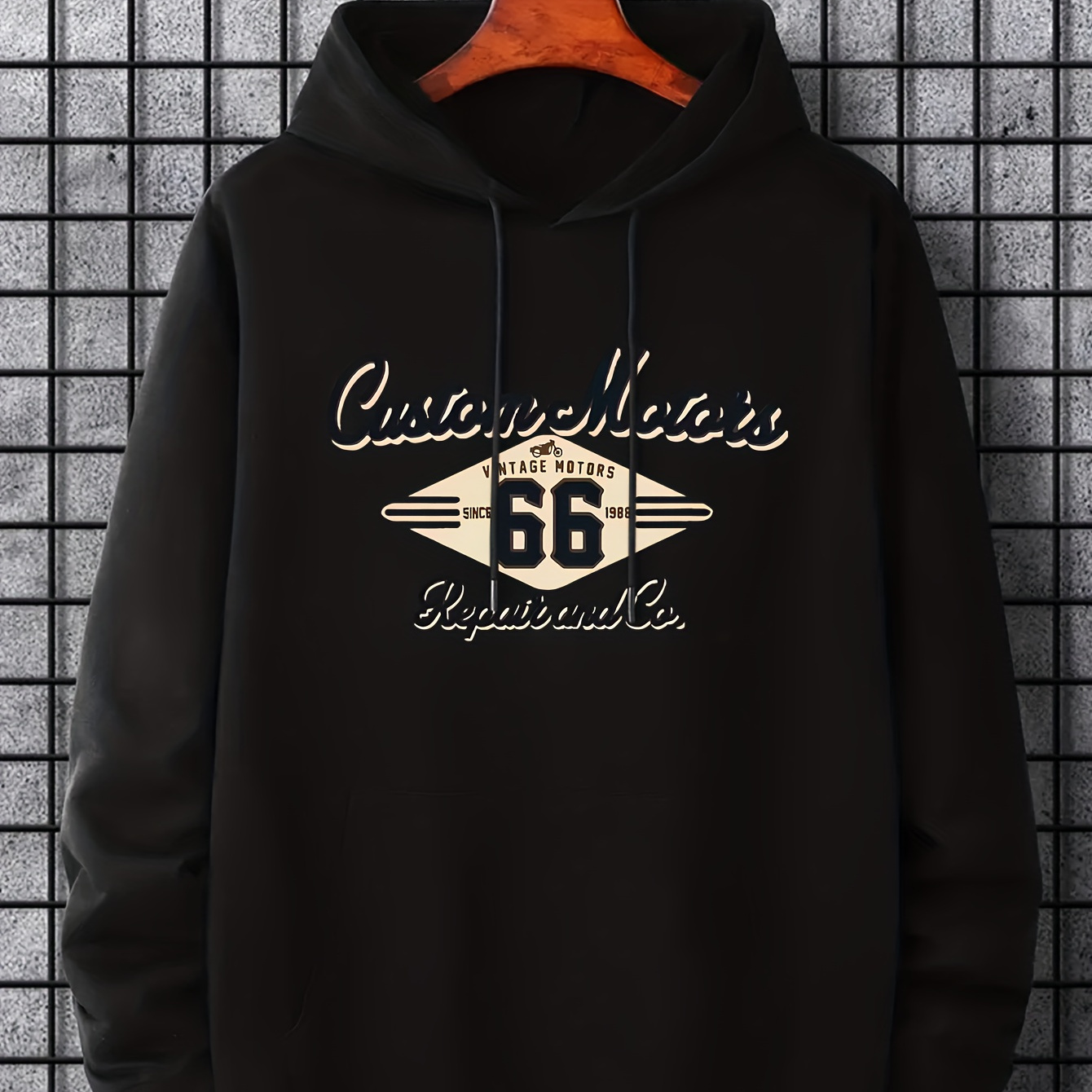 

Number 66 Letters Print Hoodie, Cool Hoodies For Men, Men's Casual Graphic Design Drawstring Pullover Hooded Sweatshirt With Kangaroo Pocket Streetwear For Winter Fall, As Gifts