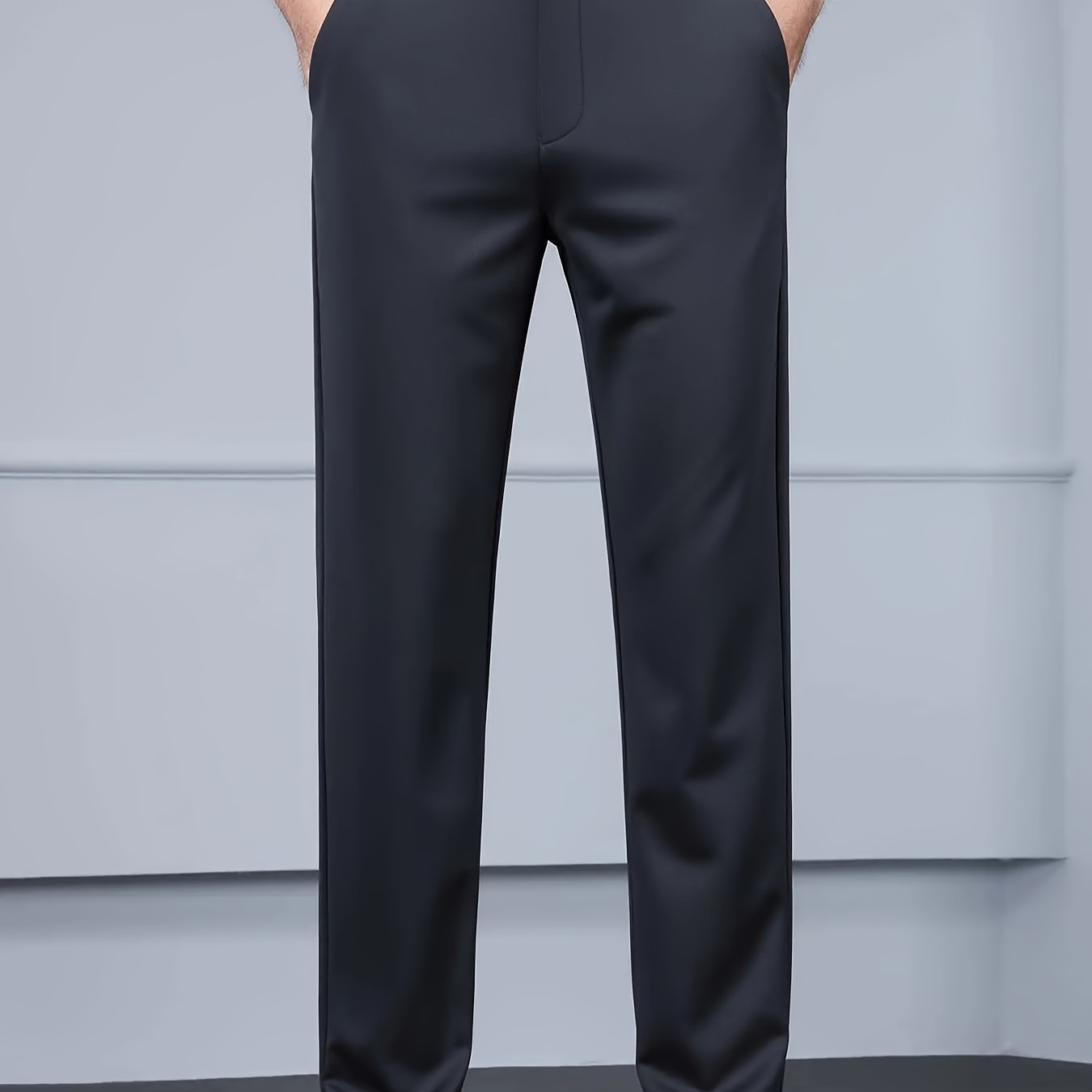 

Men's Solid Business Slacks, Versatile Draping Trousers For All Seasons, Light Business Style