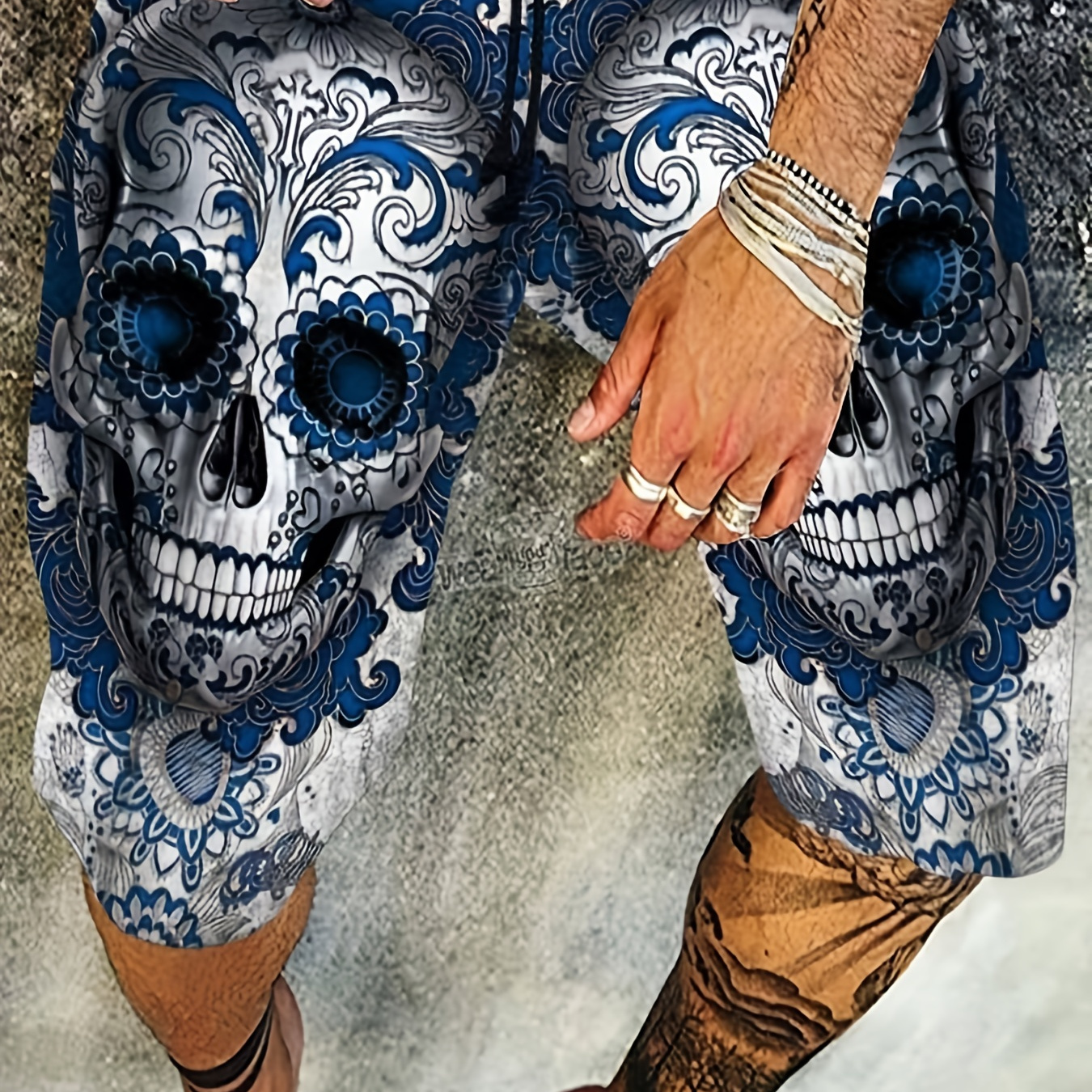 Men's Hawaiian Style Floral Skull Print Graphic Beach Shorts For Summer, Best Seller Gifts, Plus Size