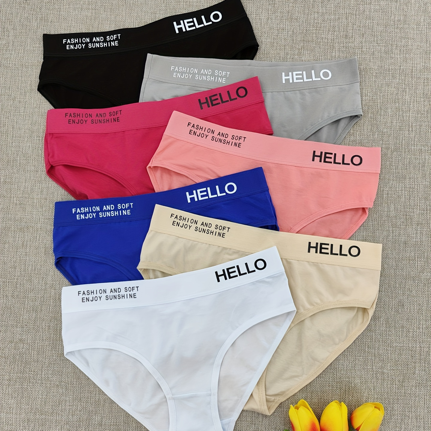 

7pcs 's Panties Letter - Mid-rise, Fit Underwear