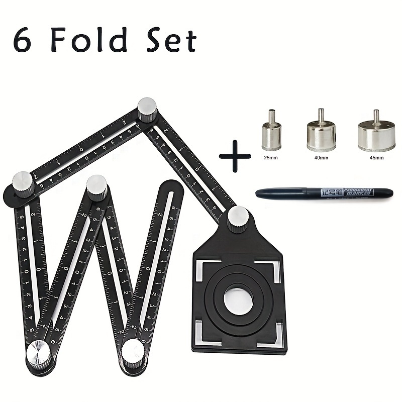 

6-fold Aluminum Alloy Perforated Mold Template Tool: Perfect For Construction Angle Measuring & Locating Drill Holes!