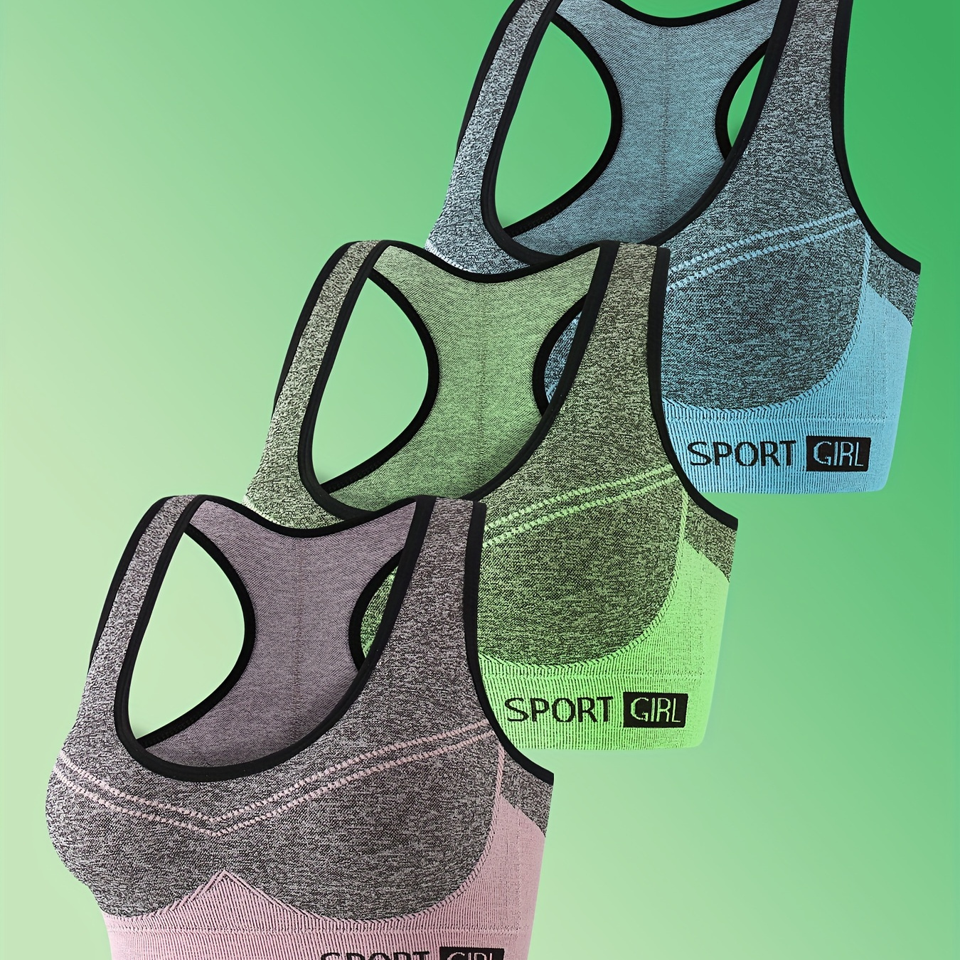 

3pcs Women's Yoga Sports Bra Set With Removable Pads, Breathable Round Neck For Running And Fitness