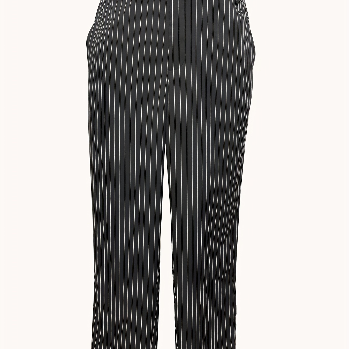 Plus Size Men's Striped Casual Business Trousers, Daily Commute Straight Long Pants