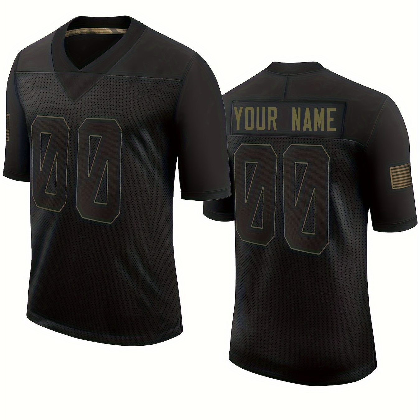 

Men's Customized Name & Number Embroidery Football Jersey, Solid Color Short Sleeve Football Shirt For Training & Competition