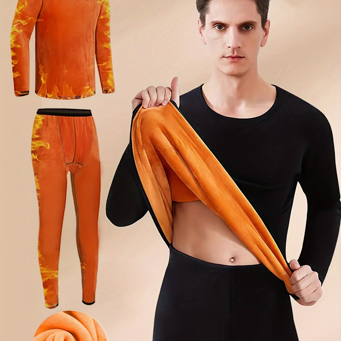 

Men's Winter Thermal Underwear Set - Ultra- Fleece, Long Sleeve Top And Pants For Middle-aged To Elderly