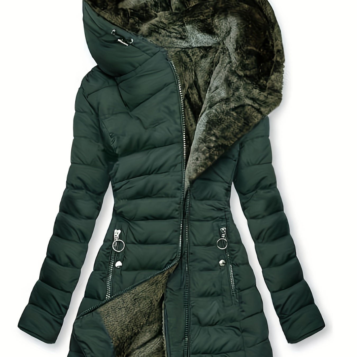 

Manteau d'Hiver pour Femme, Manches Longues Décontractées en Polyester Uni, Lavable en Machine, Veste d'Hiver, Manteau, Style Loisirs