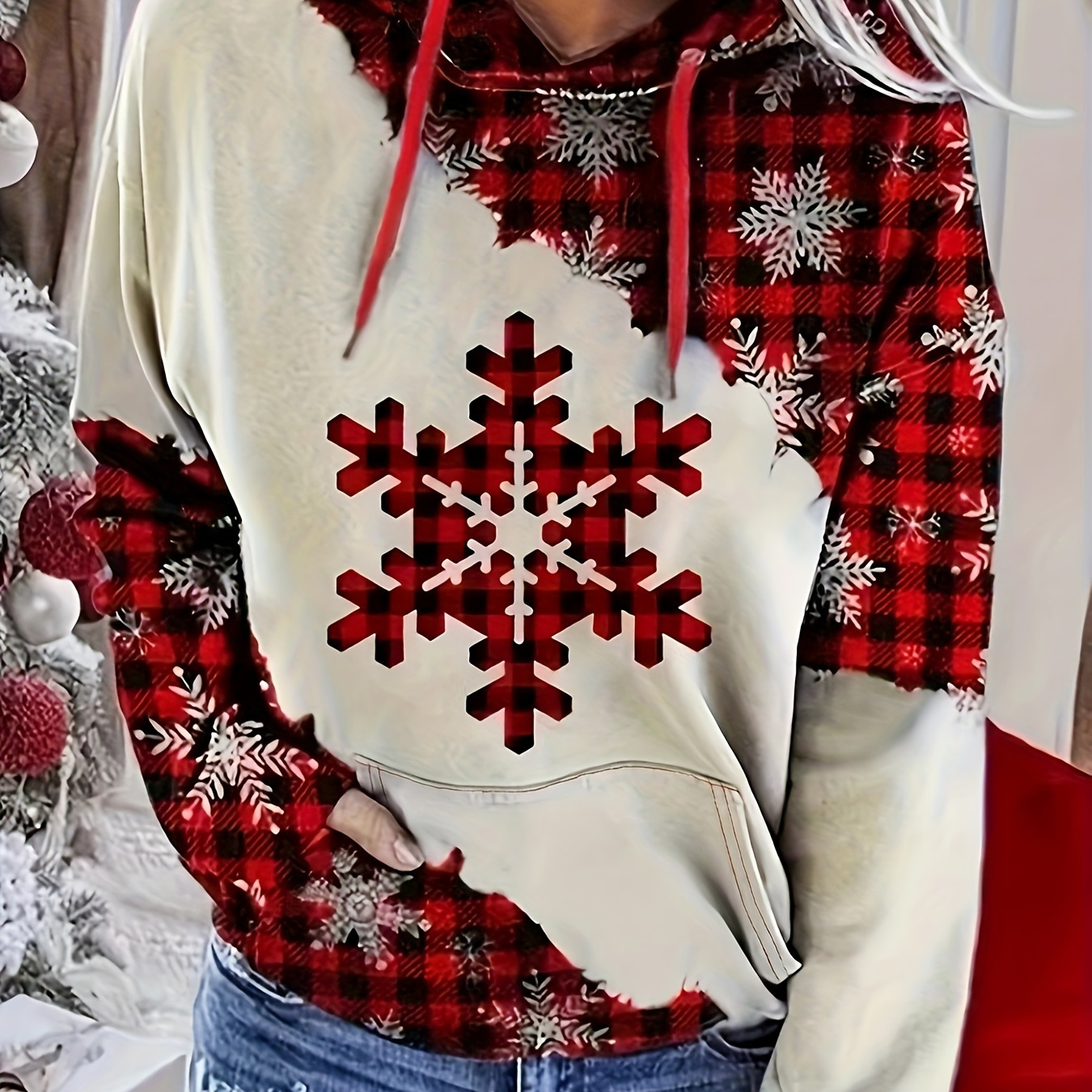 Red 2025 snowflake hoodie