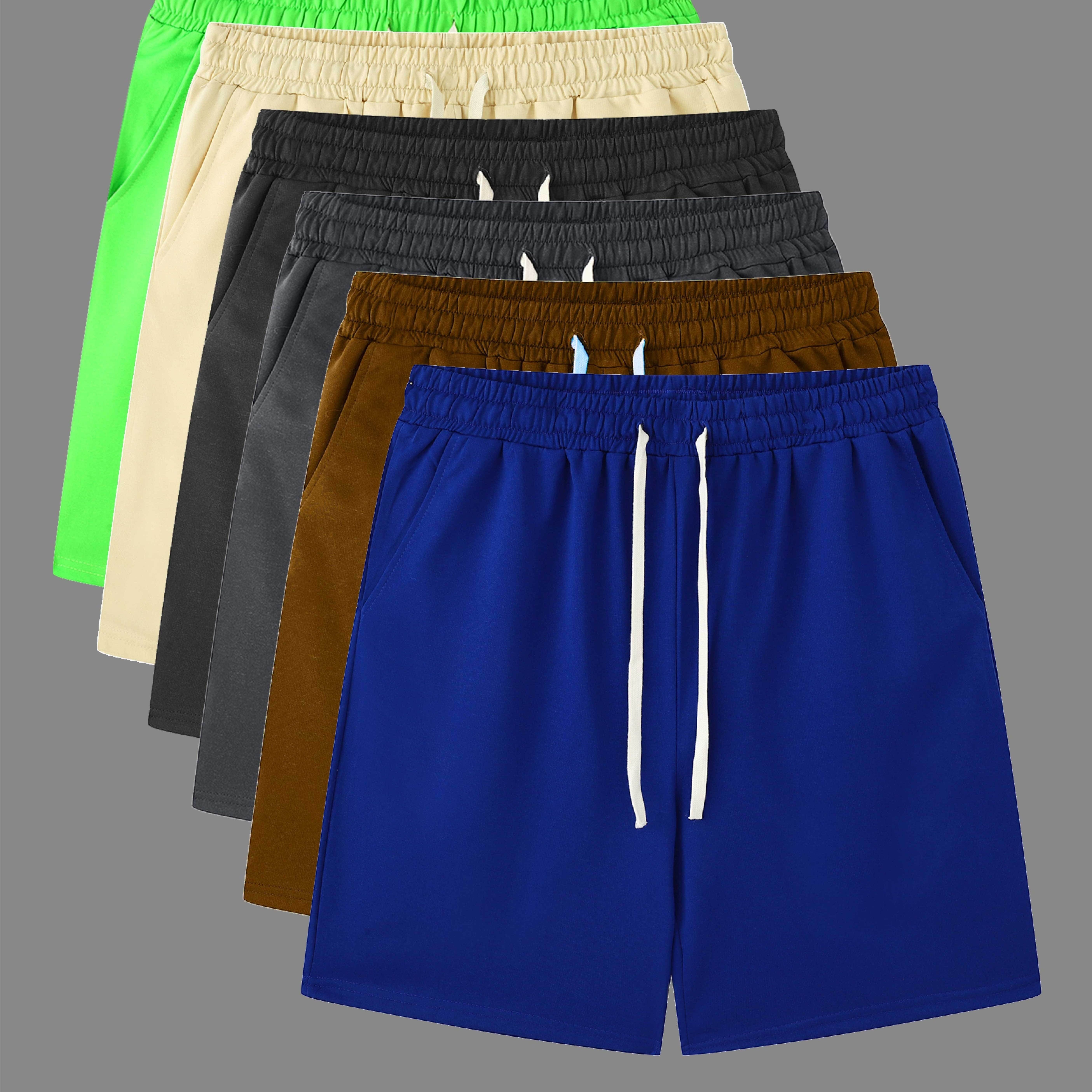 

Men's Plain Casual Shorts, Street Style Drawstring Shorts