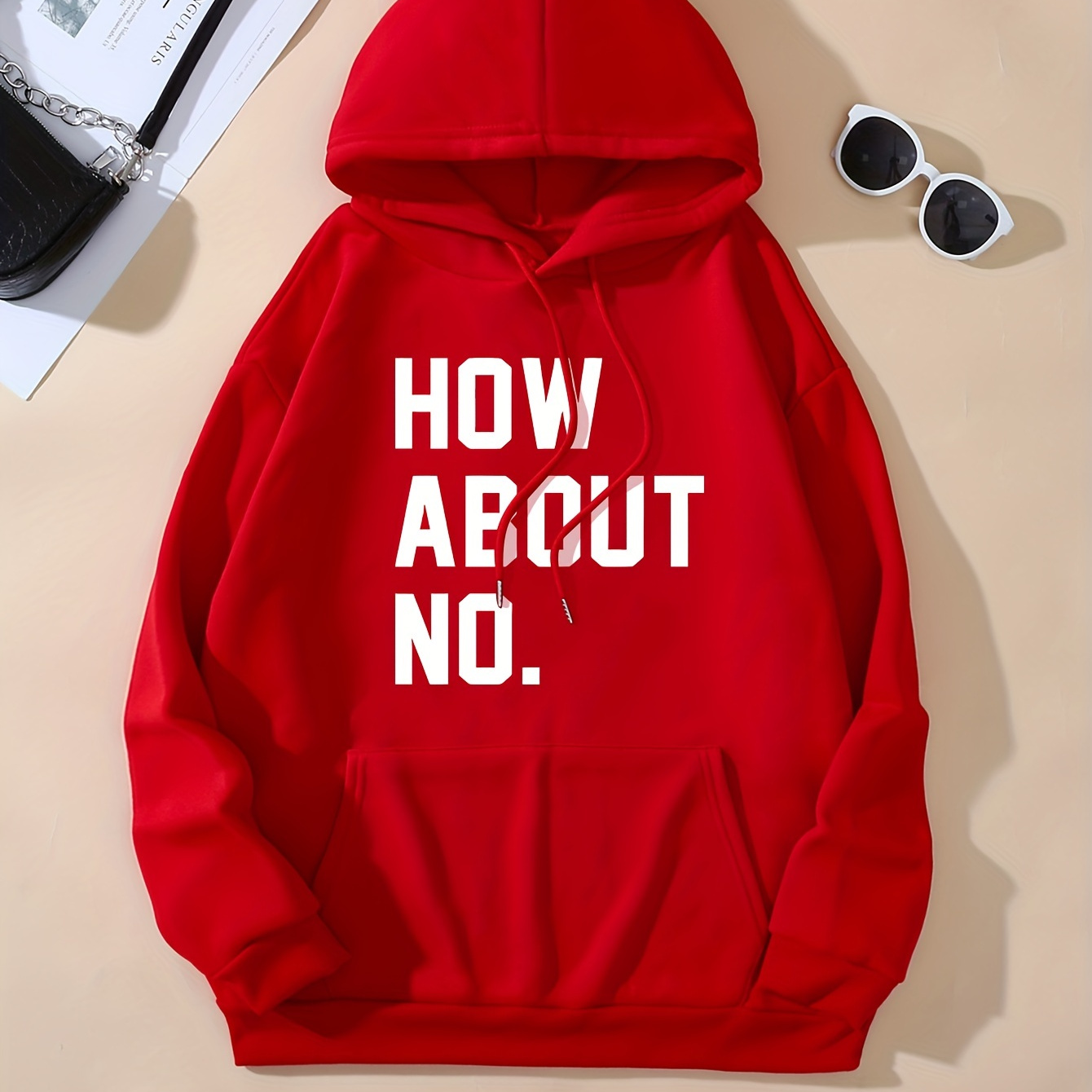 

Letter Print Loose Hoodie, Casual Drawstring Kangaroo Pocket Hoodies Sweatshirt, Women's Clothing