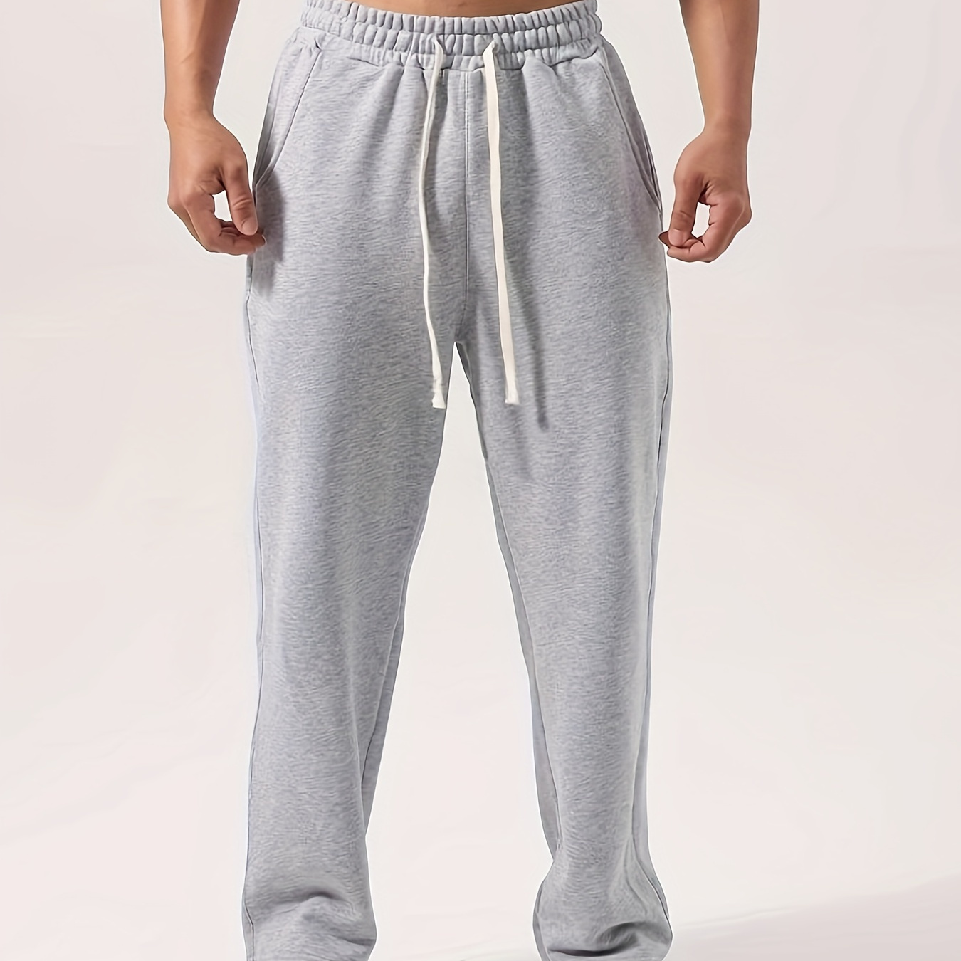 

Men' Color Drawstring Sweatpants With Pockets - Jogging & Outdoor Activities, Breathable Polyester, Machine Washable