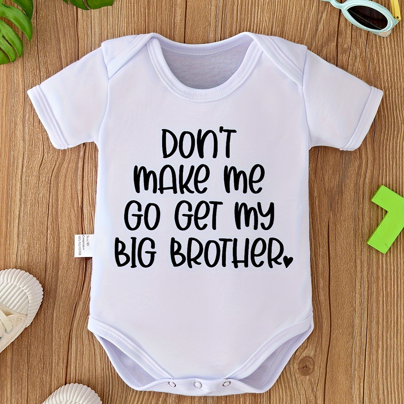 

don't Make Me Get My Big Brother" Print Baby Girls Onesie, Comfy Short Sleeve Bodysuit, Baby's Clothing Pregnancy Gift