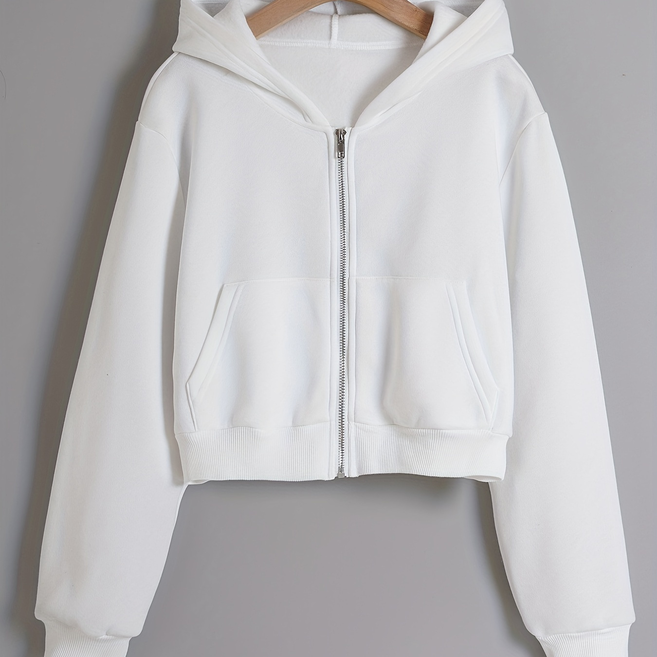

Long Sleeve Crop Hoodies, Zip Up Casual Sweatshirt Jacket, Women's Clothing