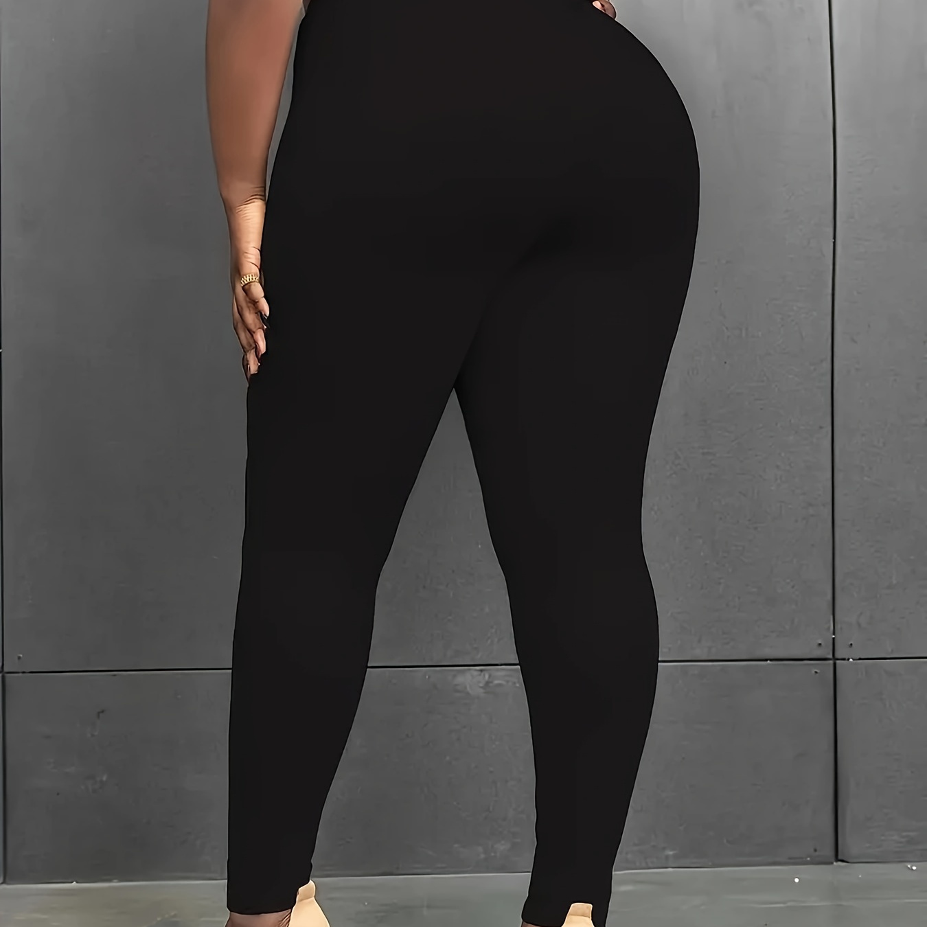 

Leggings basiques skinny unis grande taille, leggings extensibles décontractés pour tous les jours, vêtements grande taille pour femmes