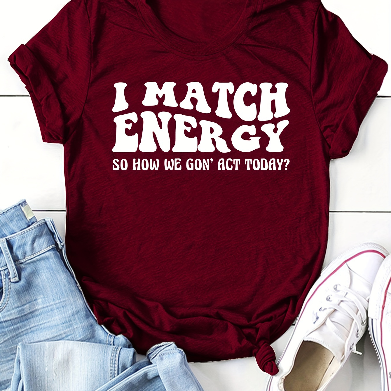 

Letter Print Tee, Casual Short Sleeve Crew Neck T-shirt, Women's Clothing