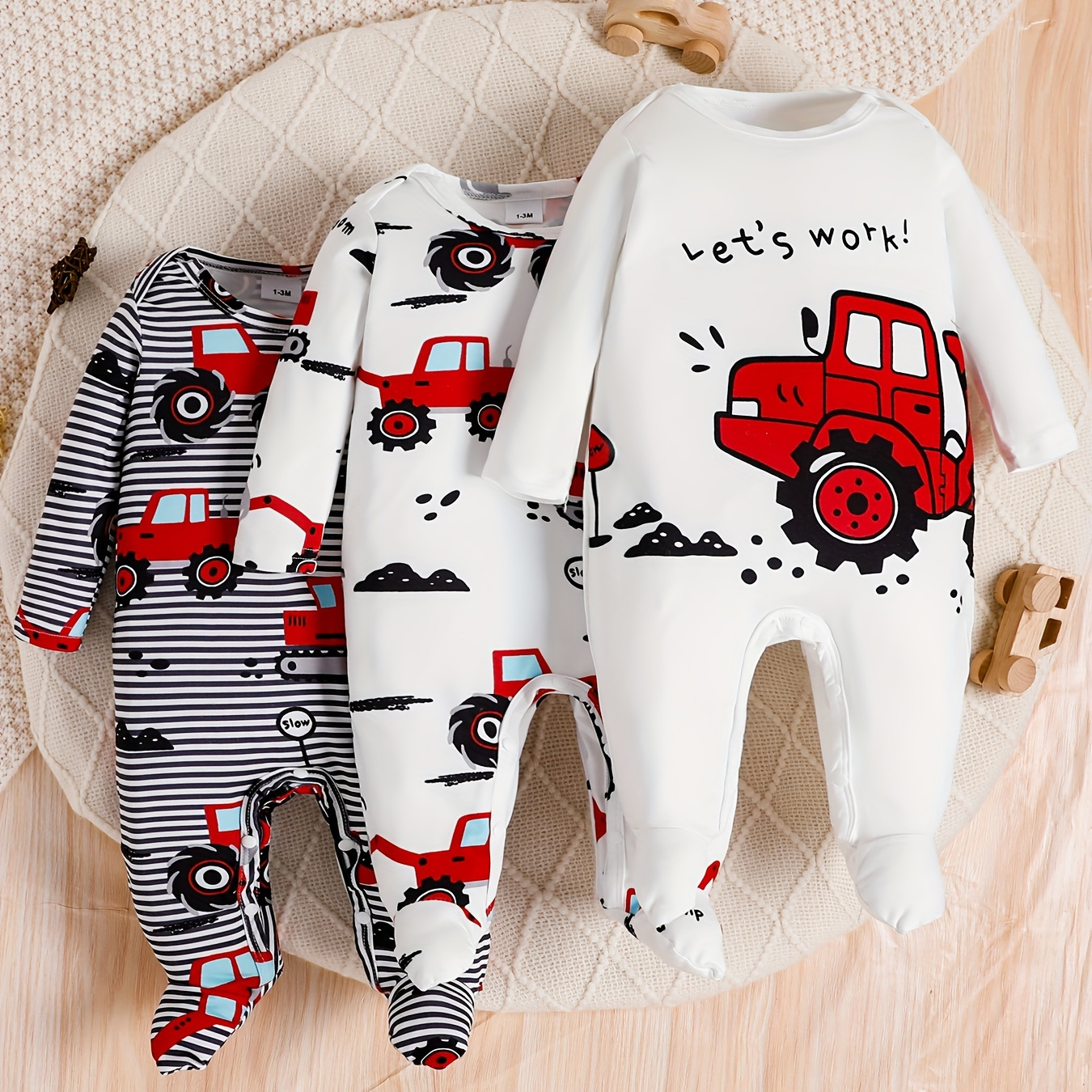 

3pcs, Tractors Pattern Footed For , Suitable For Fall