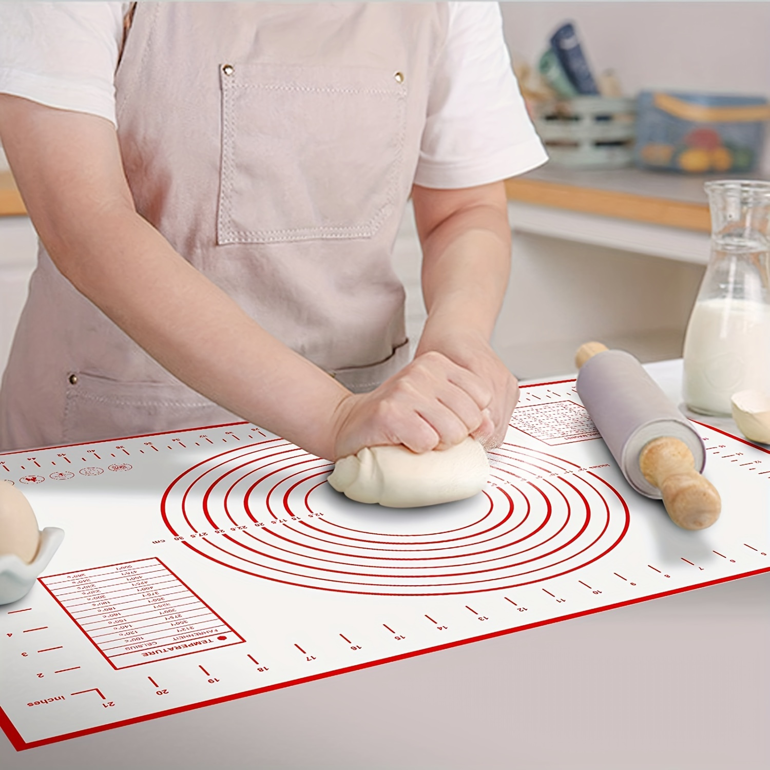 

1pc Silicone Baking Mat With Measurement Counter And Dough Rolling And Pie Crust Mats - Perfect For Baking And Cooking