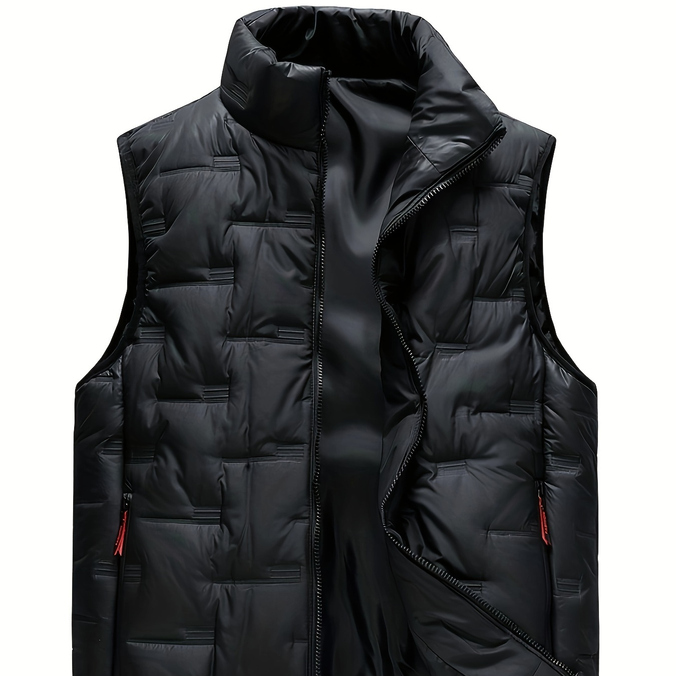 

Men's Autumn/winter Casual Thickened Stand Collar Vest - Regular Fit With Zipper Details