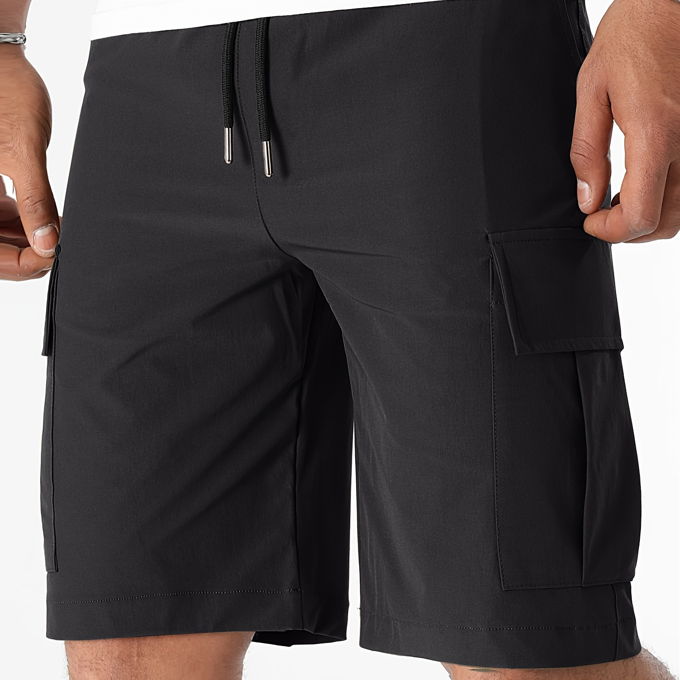 

Short Décontracté À Poche À Rabat Pour Hommes, Short Cargo Chic À Cordon De Serrage, Bermuda Shorts