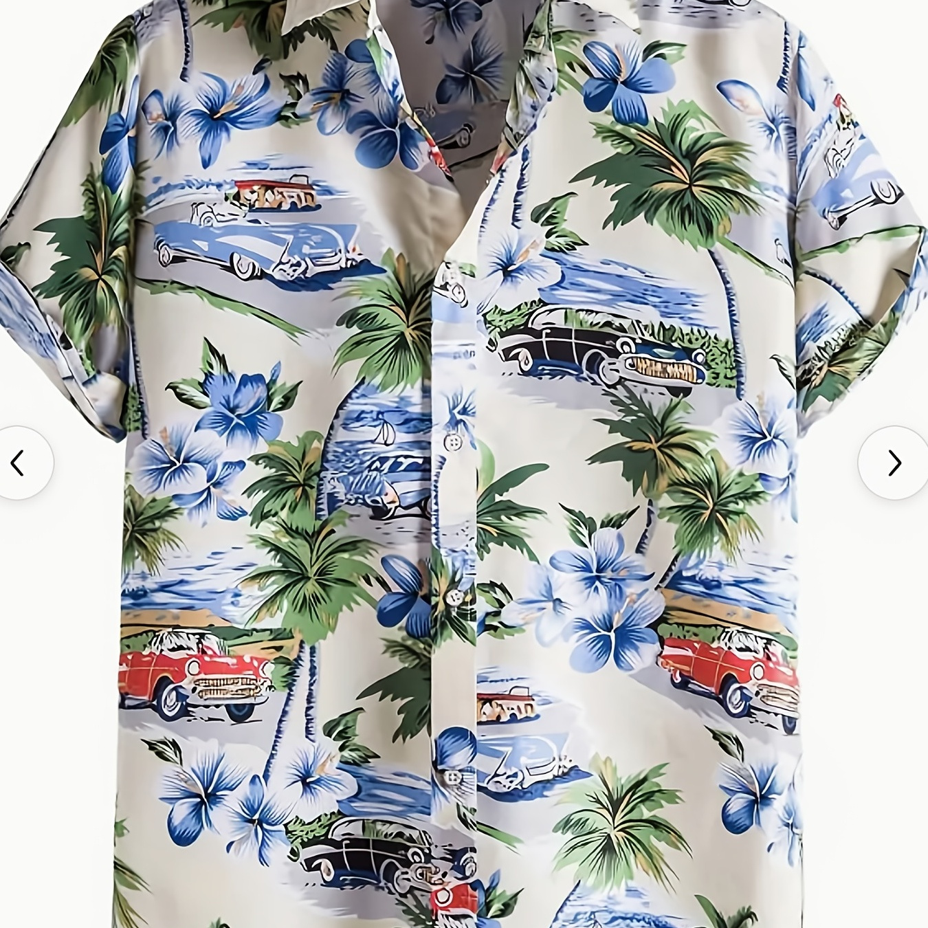 

Retro Cat & Coconut Tree Print Men's Casual Short Sleeve Hawaiian Shirt, Men's Shirt For Summer Vacation Resort, Tops For Men, Gift For Men