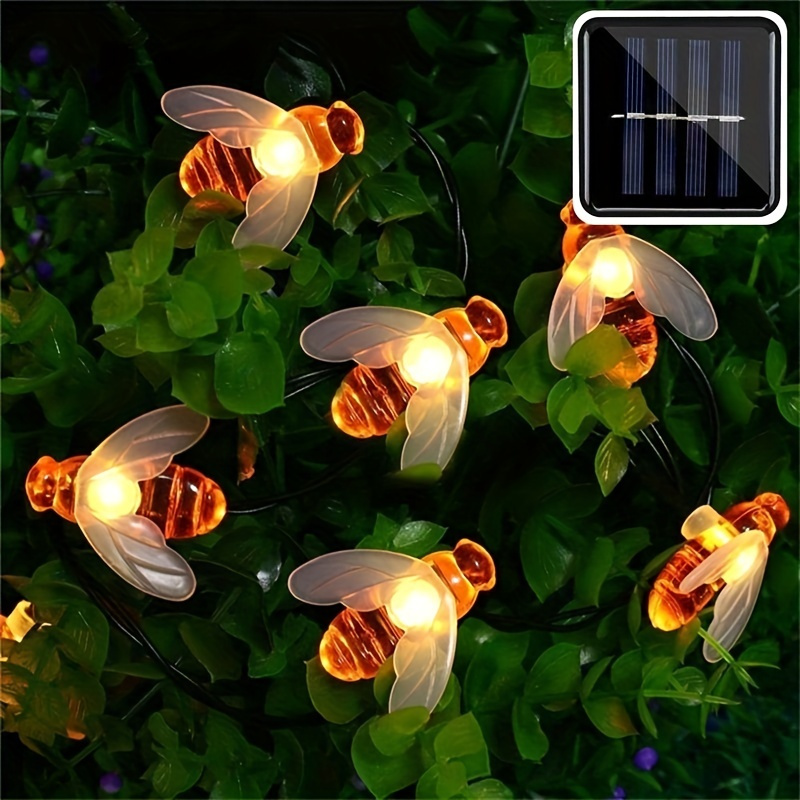 

1pc Solar Honey Bees Lights String, Solar Power Honeybee Fairy String Lights Waterproof 30 Leds For Outdoor Garden Summer Party Wedding Xmas Decoration (warm White)