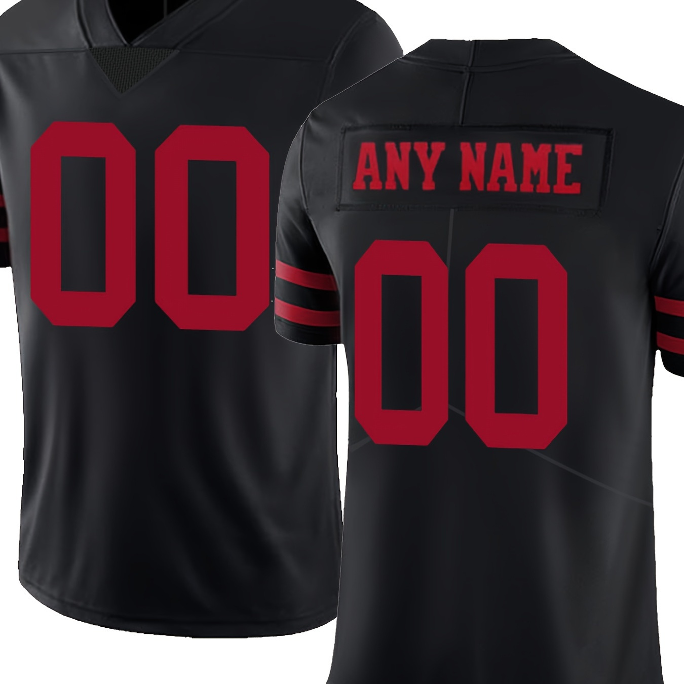 

Customized Name And Number Embroidery, Men's V-neck Football Jersey, Comfy Sports Top For Training And Competition