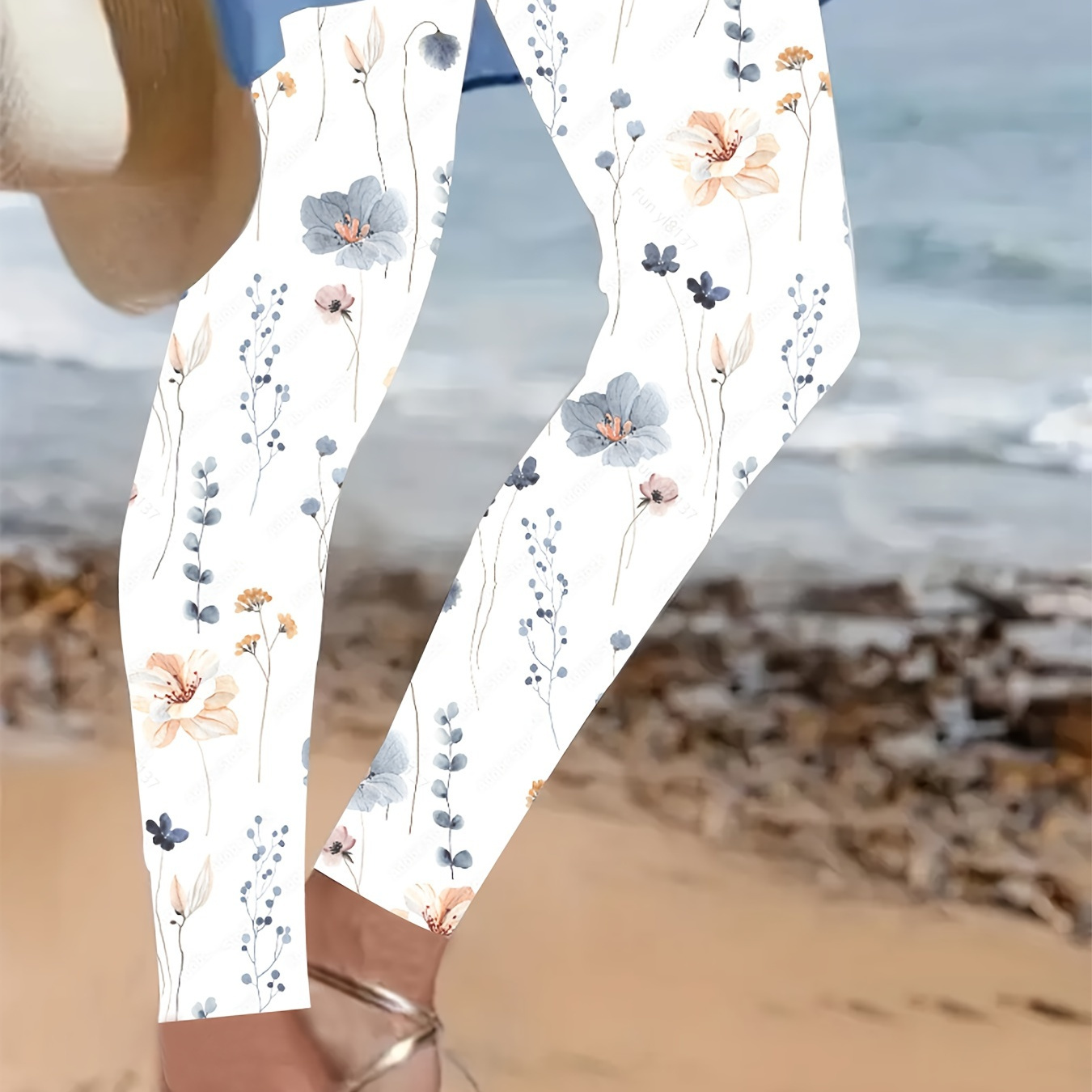 

Floral Print High Waist Leggings, Casual Skinny Stretchy Leggings For Every Day, Women's Clothing
