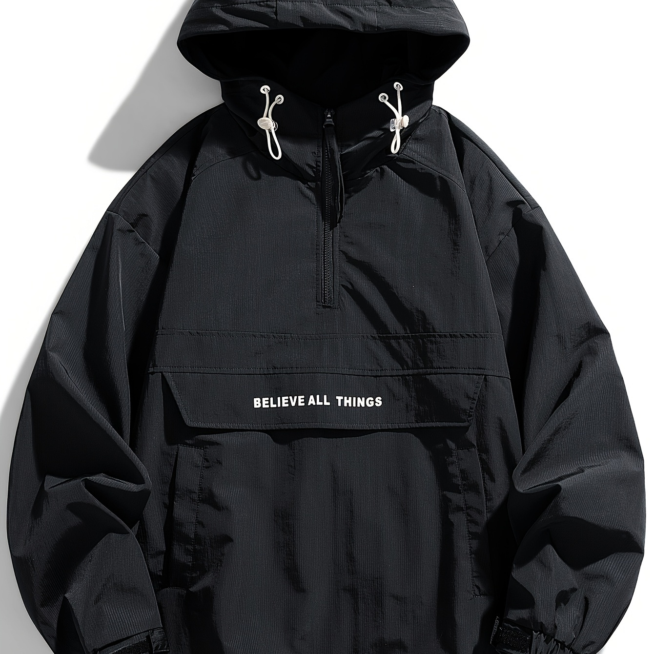 Chaqueta con Capucha y Cordón Deportiva Americana Holgada para Hombre