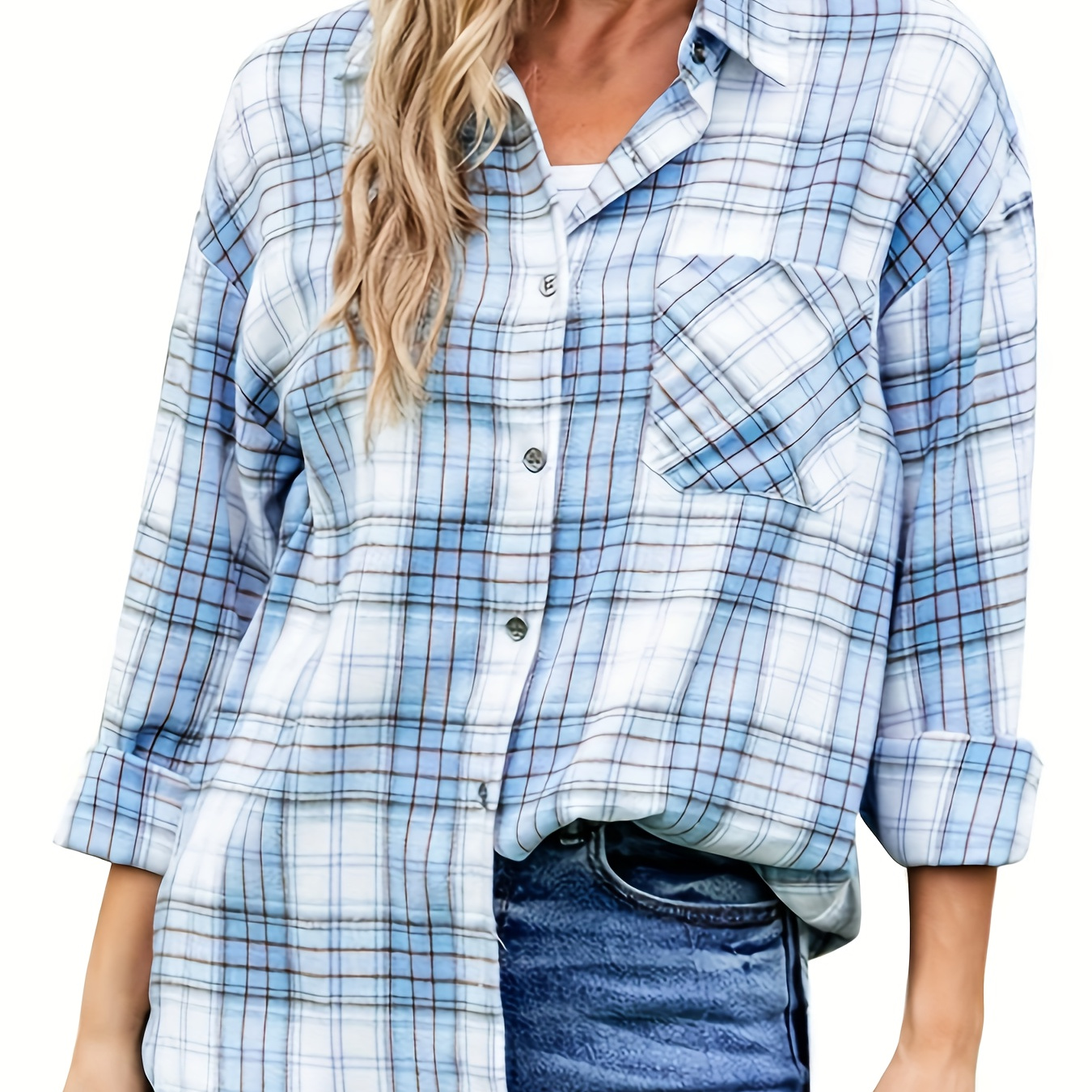

Women's Button Down Shirts Long Sleeve Lapel Collar Print Tops Fall Blouse Tops