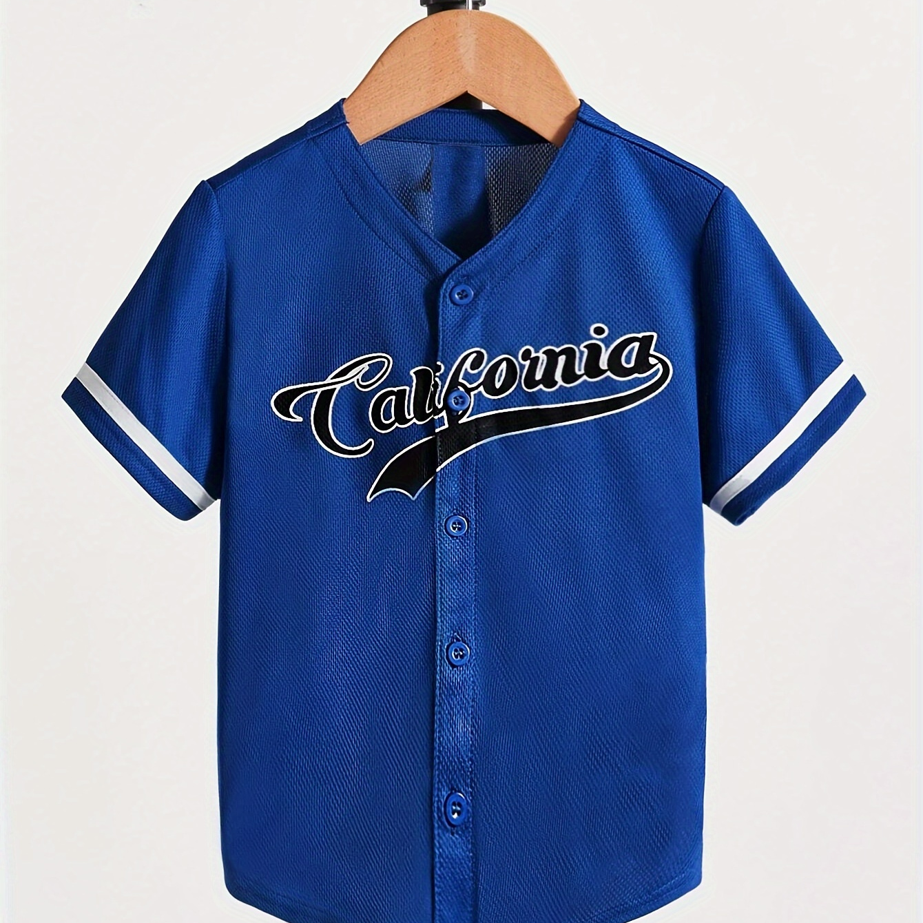 

Boys California Letter Print Casual Baseball Collar Shirt