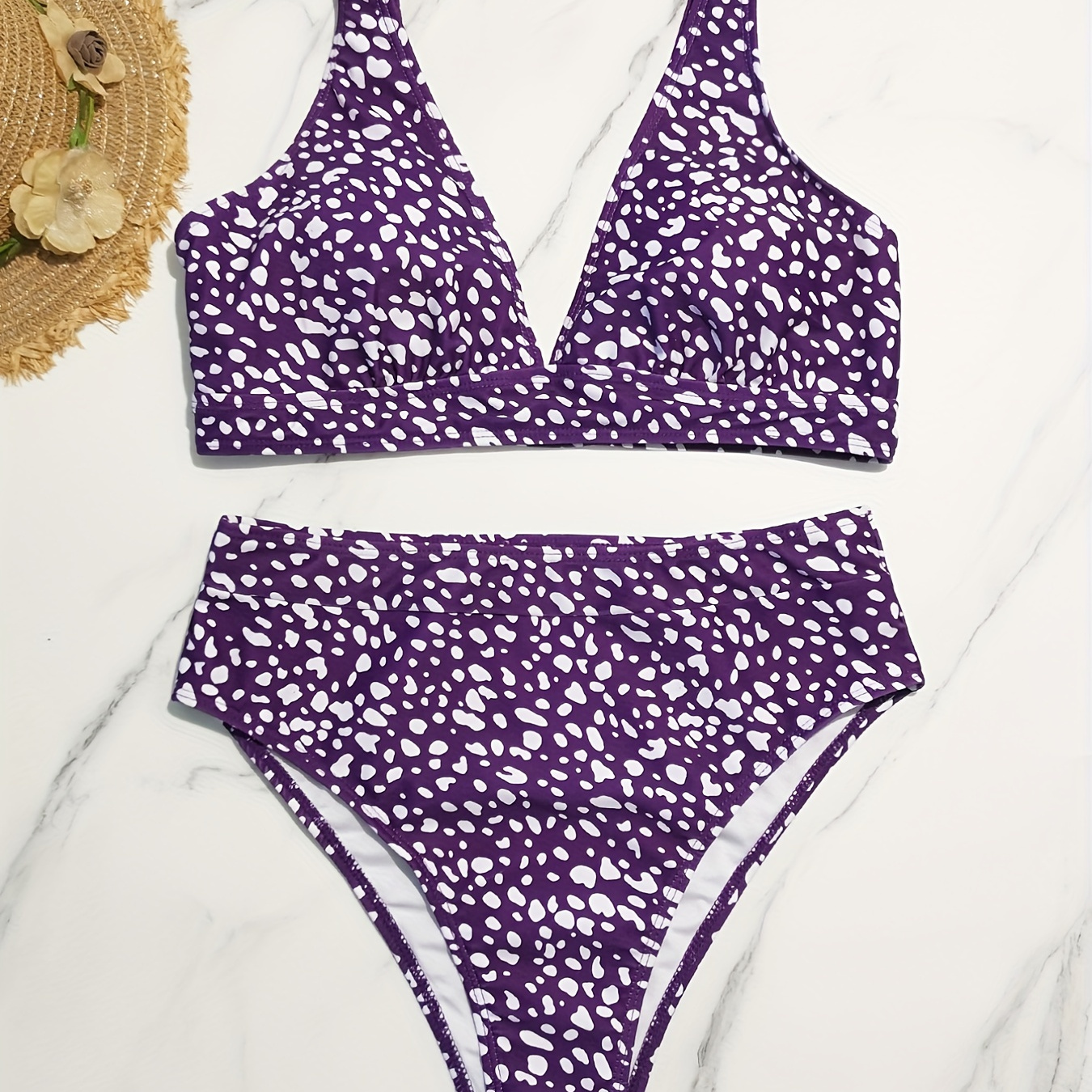 

Leopard Print Bikini Sets, Deep V Neck Backless High Waist High Cut Casual Beachwear 2 Pieces Swimsuit, Women's Swimwear & Clothing