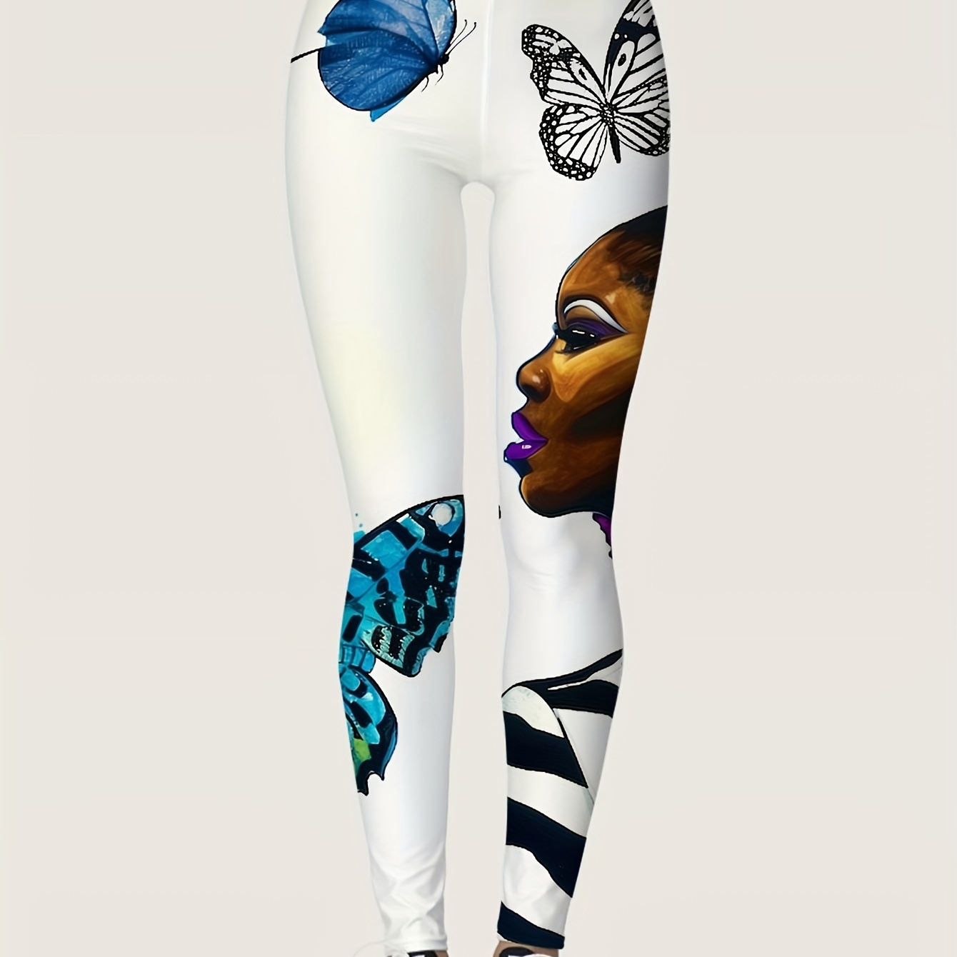 

Butterfly Print Skinny Leggings, Casual Every Day Stretchy Leggings, Women's Clothing