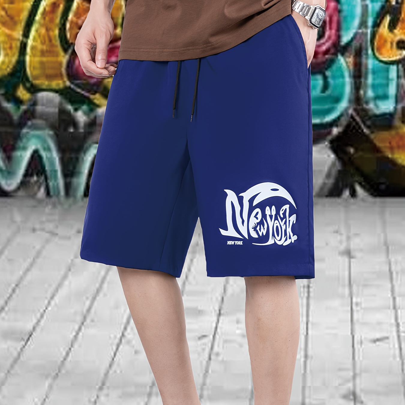 

Men's Casual Printed Shorts With Elastic Waistband And Drawstring For Summer