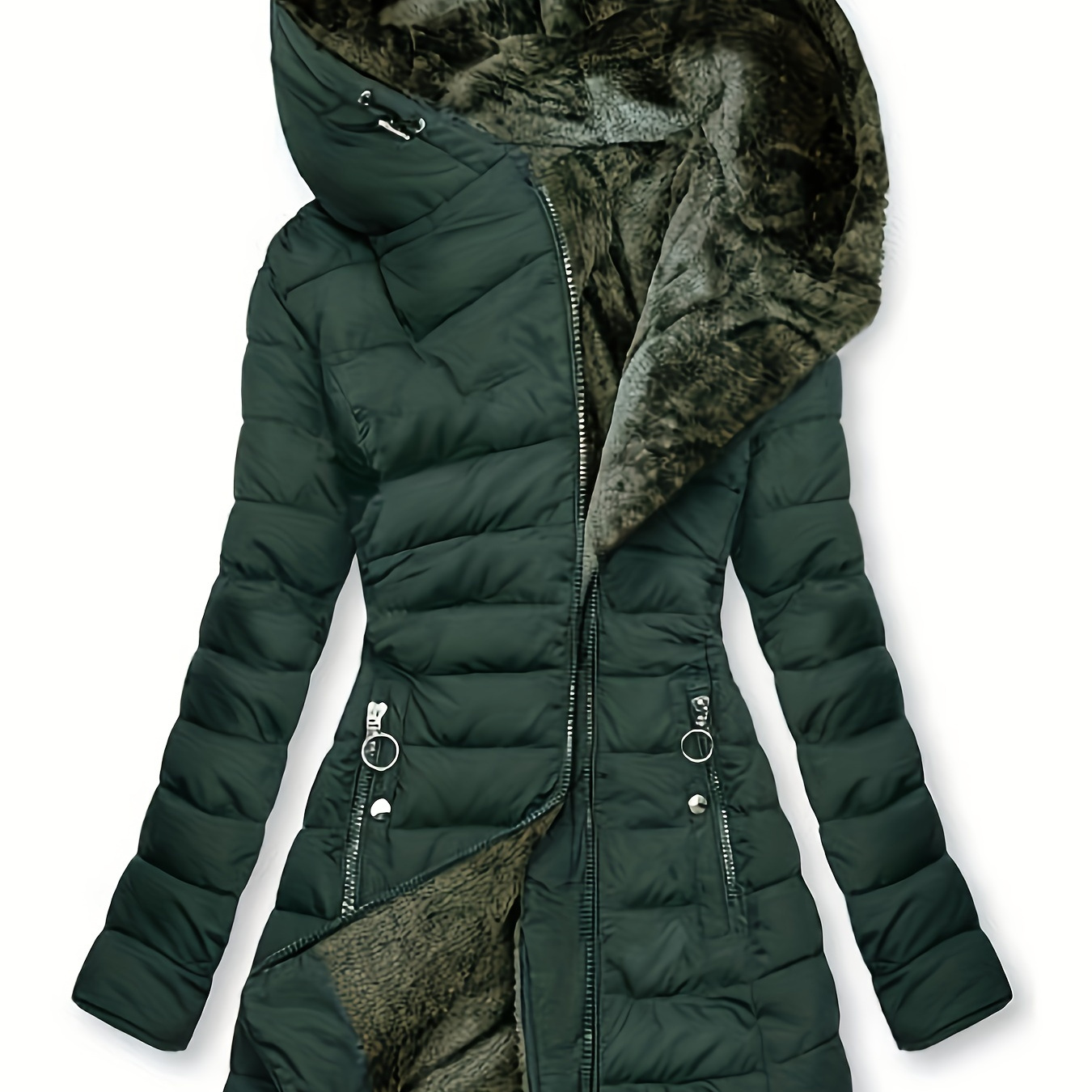 

Women's Winter Coat, Casual Long Sleeve Solid Color Polyester, Machine Washable