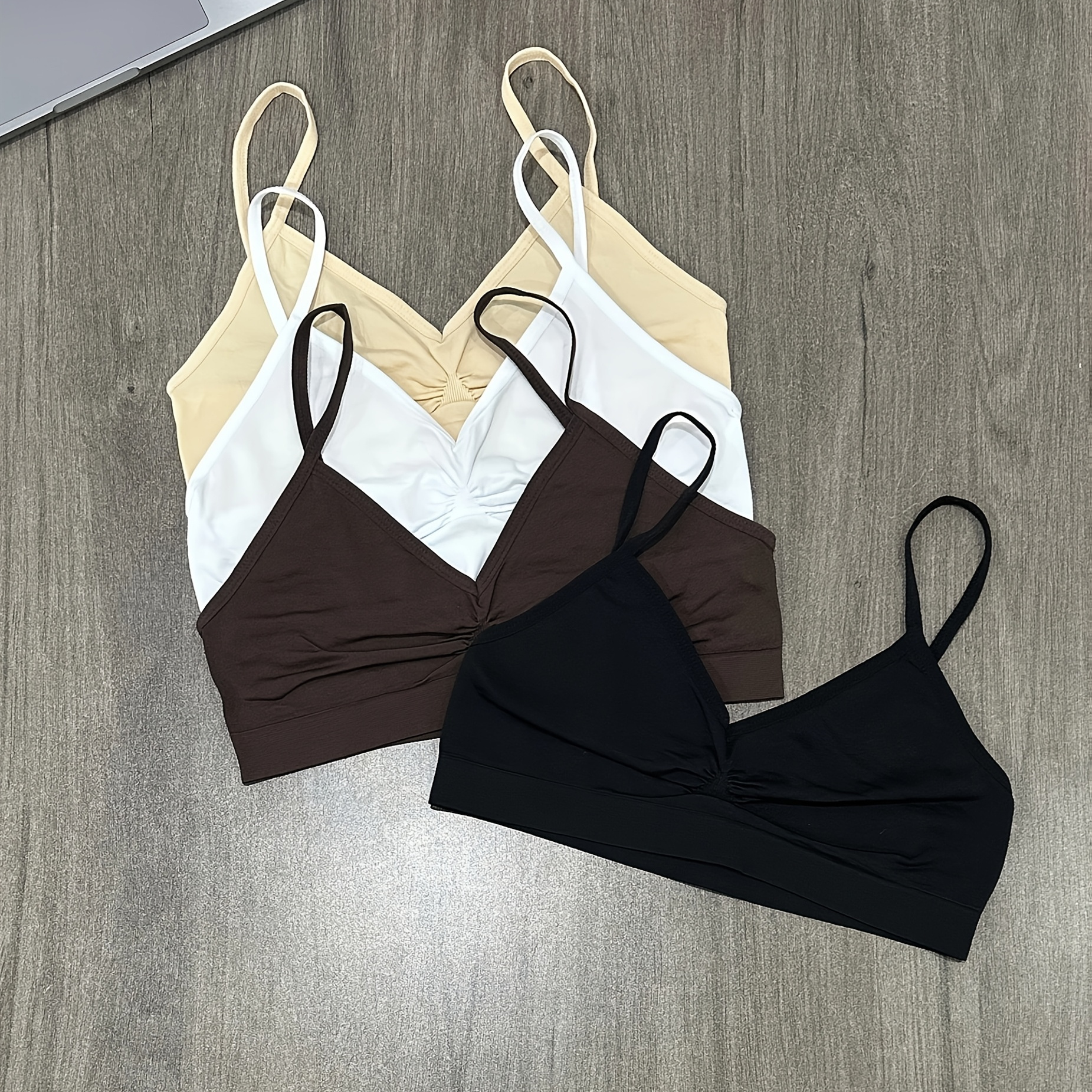 

Lot de 4 Bralettes Couture pour Femme - , Extensibles, Confortables en en , Marron & Noir, Armature, Lavage à Uniquement