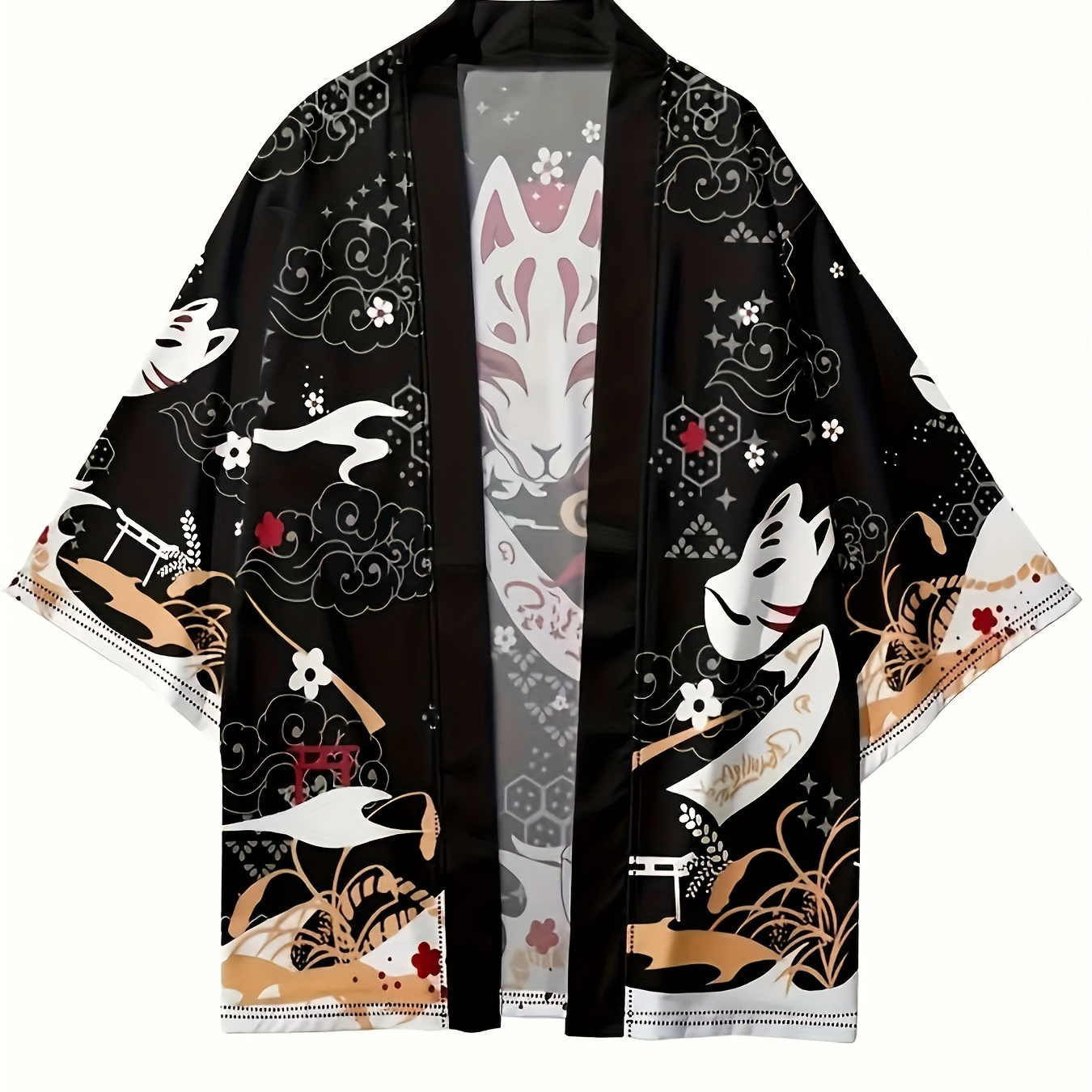 

Japanese Style Anime Pattern Men's Creative Loose Kimono, Men's Spring Summer Cardigan