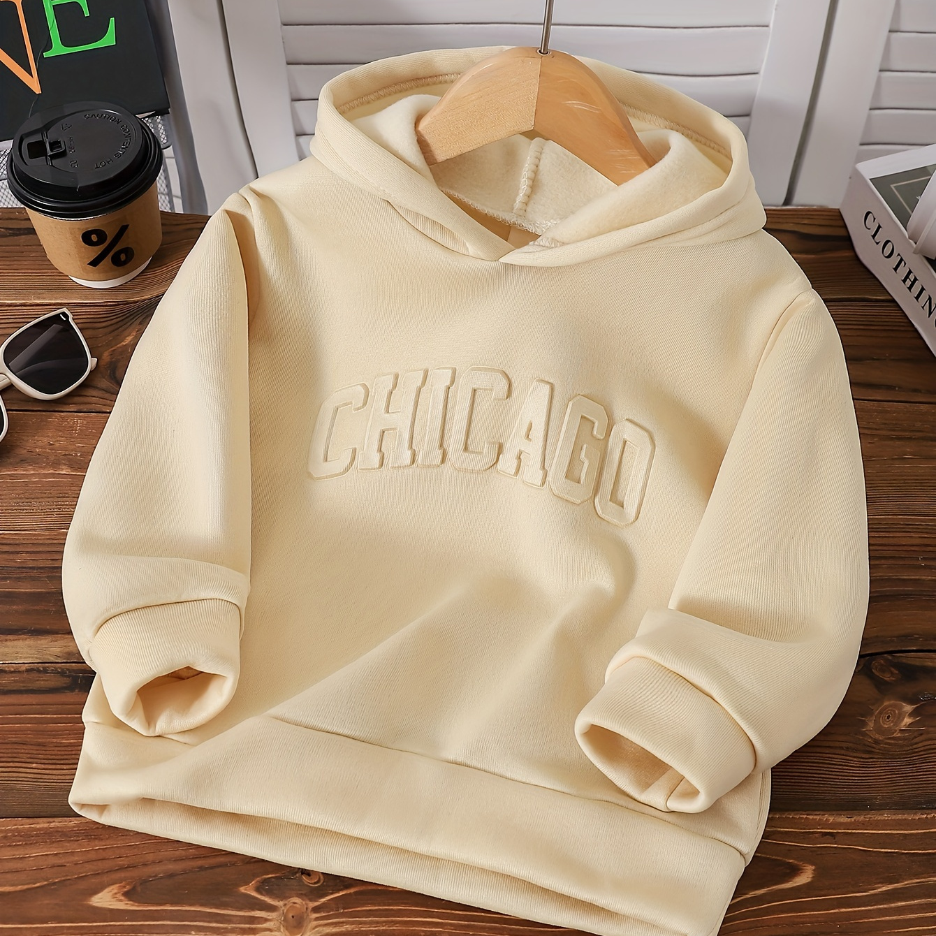 

Chicago Letter Embossing Cute&cozy Hoodie For Boys - Keep Him Warm And Stylish!