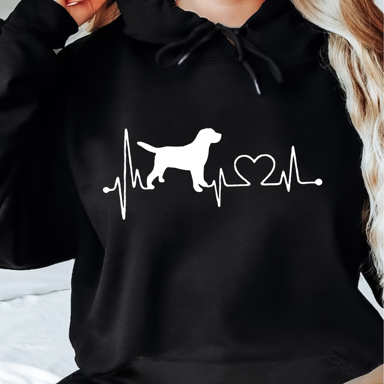 

Dog , Long Sleeve Drawstring Hoodies Sweatshirt, Women's Clothing