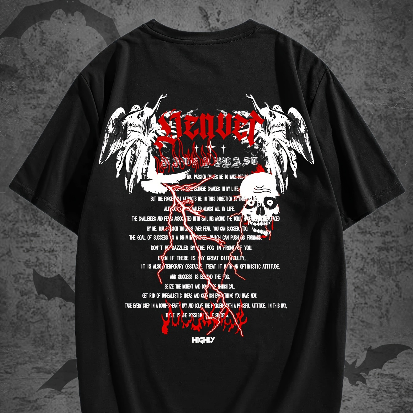 

Dark Text Skull Print Tee Shirt, Tees For Men, Casual Short Sleeve T-shirt For Summer