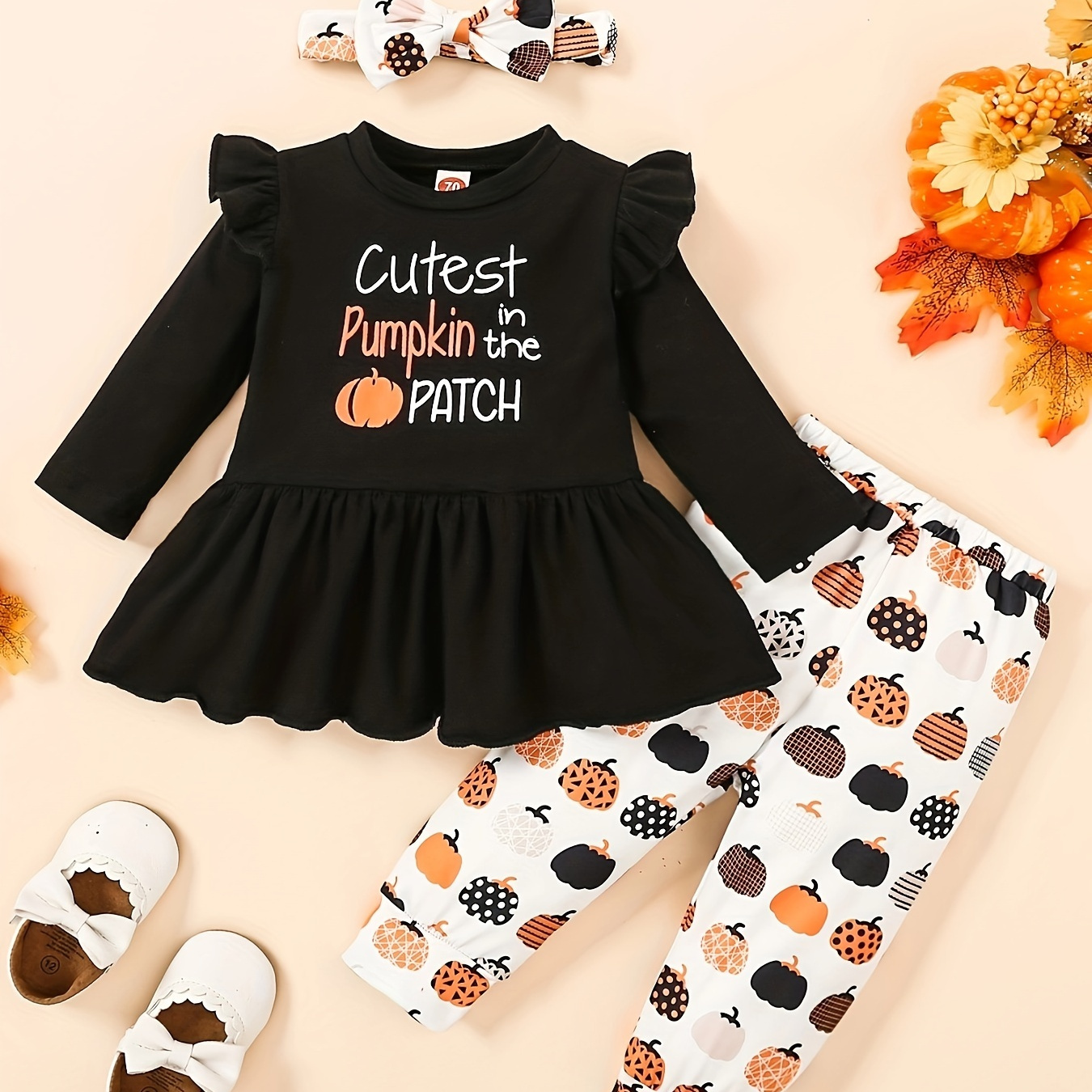 

Toddler Baby Girl Halloween Outfits Long Sleeve Pumpkin Print Shirt Pants Baby Girl Halloween Clothes
