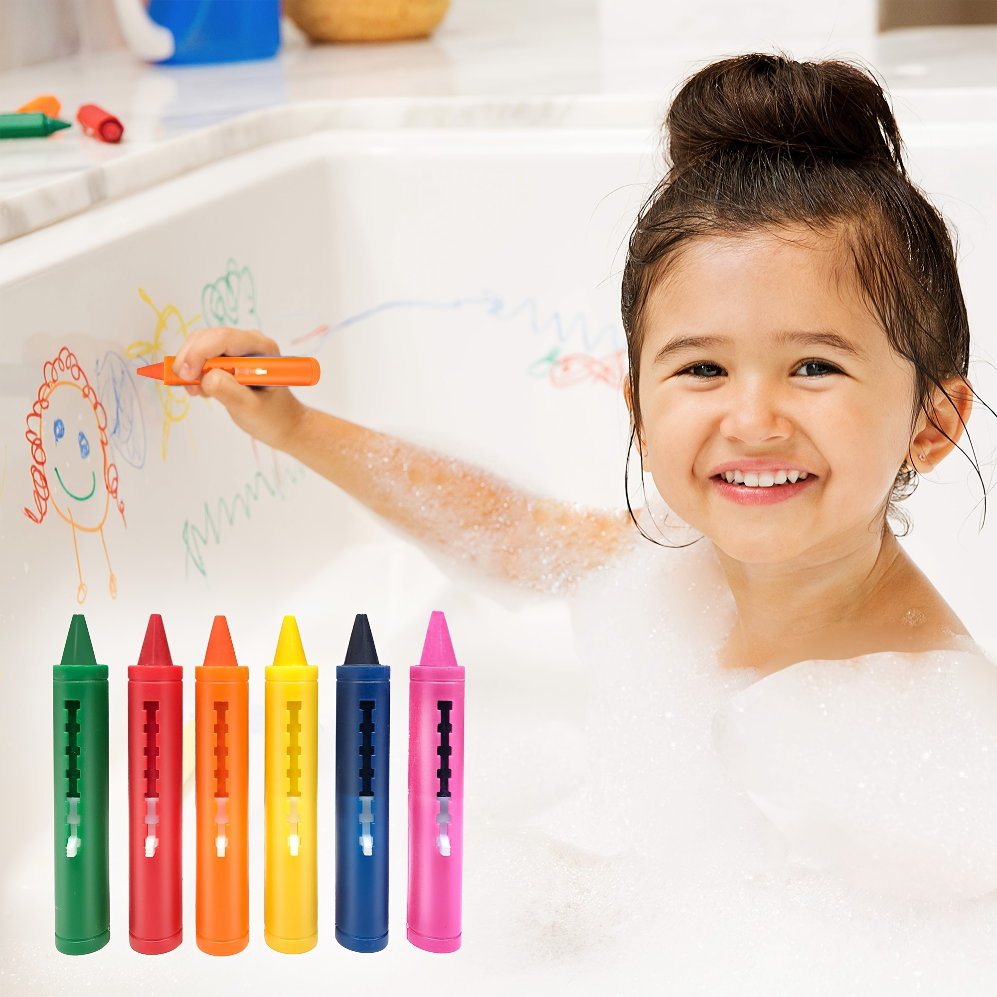 6pcs Bath Crayons Set Bathtub Crayons Washable Easy Clean Bath Time Crayons  Colorful Bathtub Markers Toys Shower Crayons Bath Paint For Toddlers Kids  Face Body Makeup Party Putter Crayon